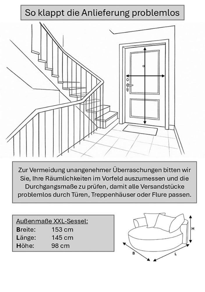 LeGer Home by Lena Gercke XXL-Sessel »Isalie, Lesesessel, Loveseat, inklusive Zierkissen« extra große Sitzfläche, optional mit Hocker, Cord, Samt, Bouclé
