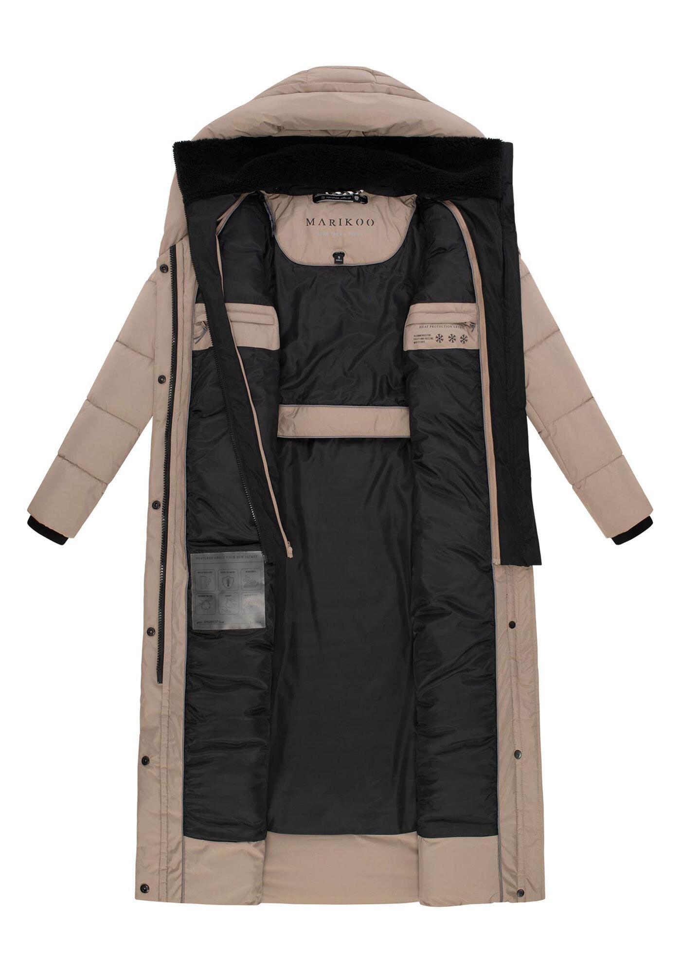 Marikoo Winterjacke »Pakoraa«, extra langer Winter Mantel mit abnehmbaren Innenteil