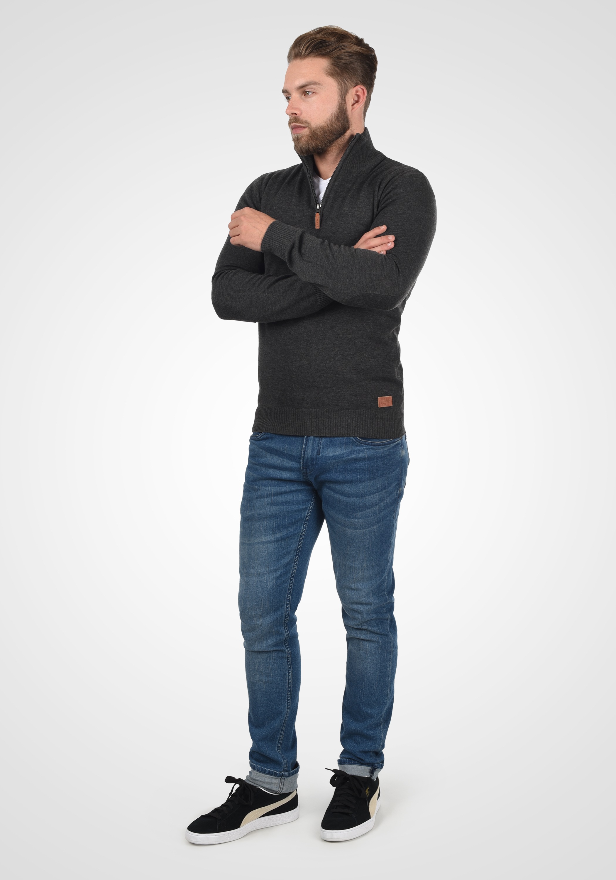 Troyer BLEND "Troyer BHRobin", Herren, Gr. XL, grau (charcoal), Obermaterial: 50% Baumwolle CO. 50% Polyacryl PAN., Pullover Troyer 2