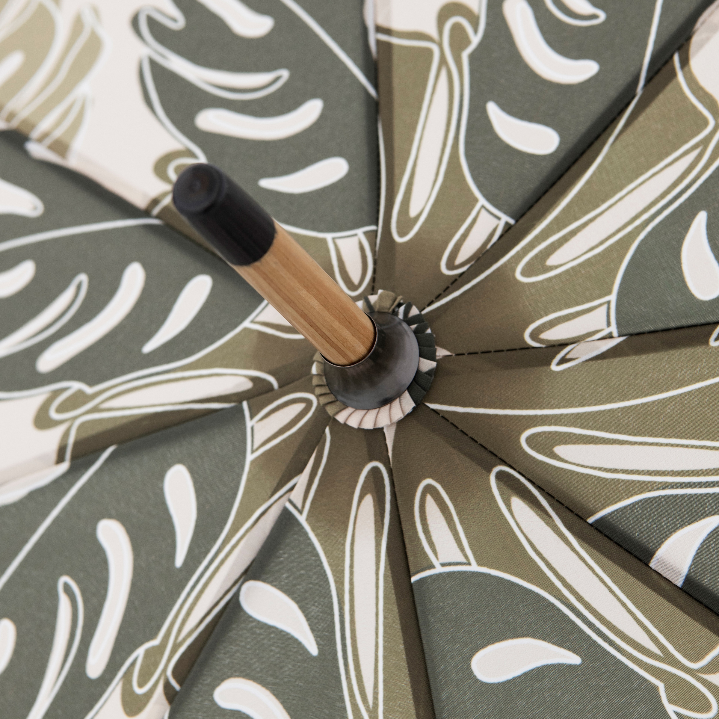 doppler® Stockregenschirm »nature Long, BAUR kaufen aus Schirmgriff recyceltem | aus mit beige«, Holz online Material choice
