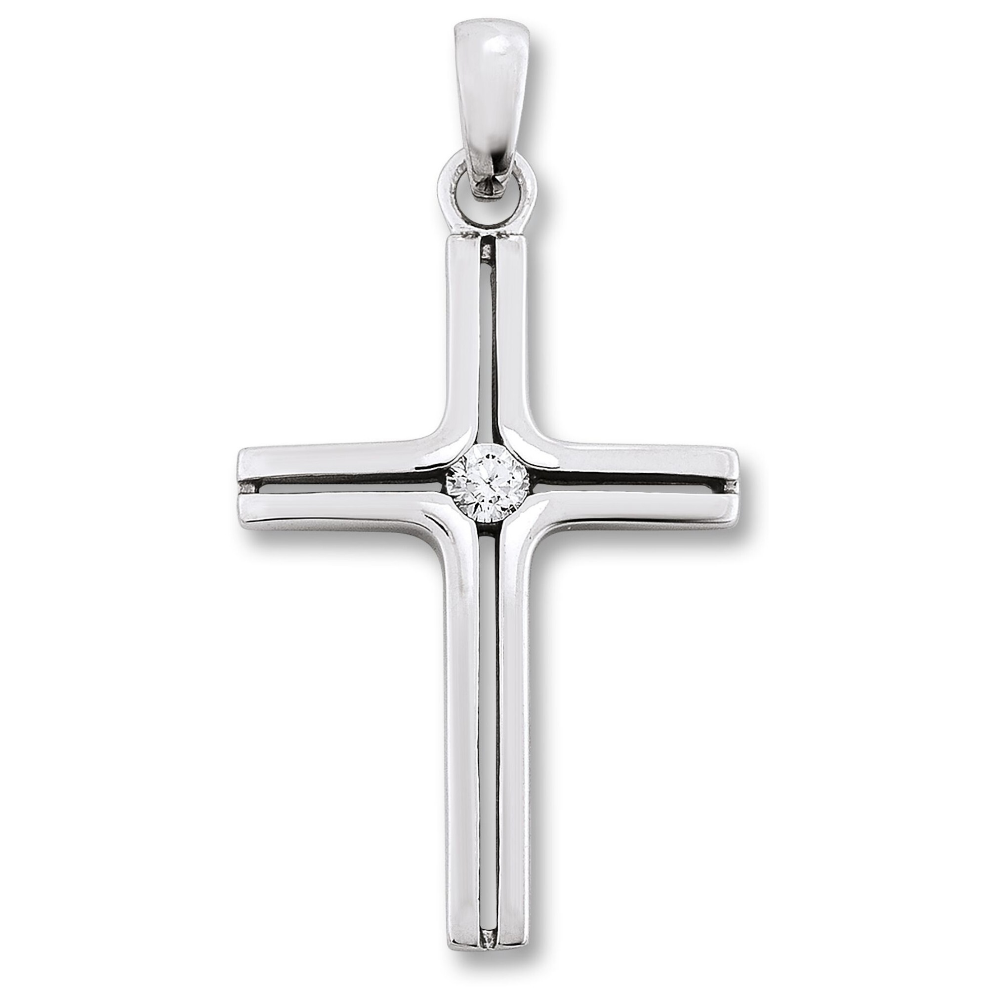 Kettenanhänger ONE ELEMENT "Zirkonia Kreuz Anhänger aus 925 Silber", silber, Schmuckanhänger, Damen, Silber 925 (Sterlingsilber), Kettenanhänger, Ihr persönliches Symbol – liebevoll gearbeitet für jeden Tag