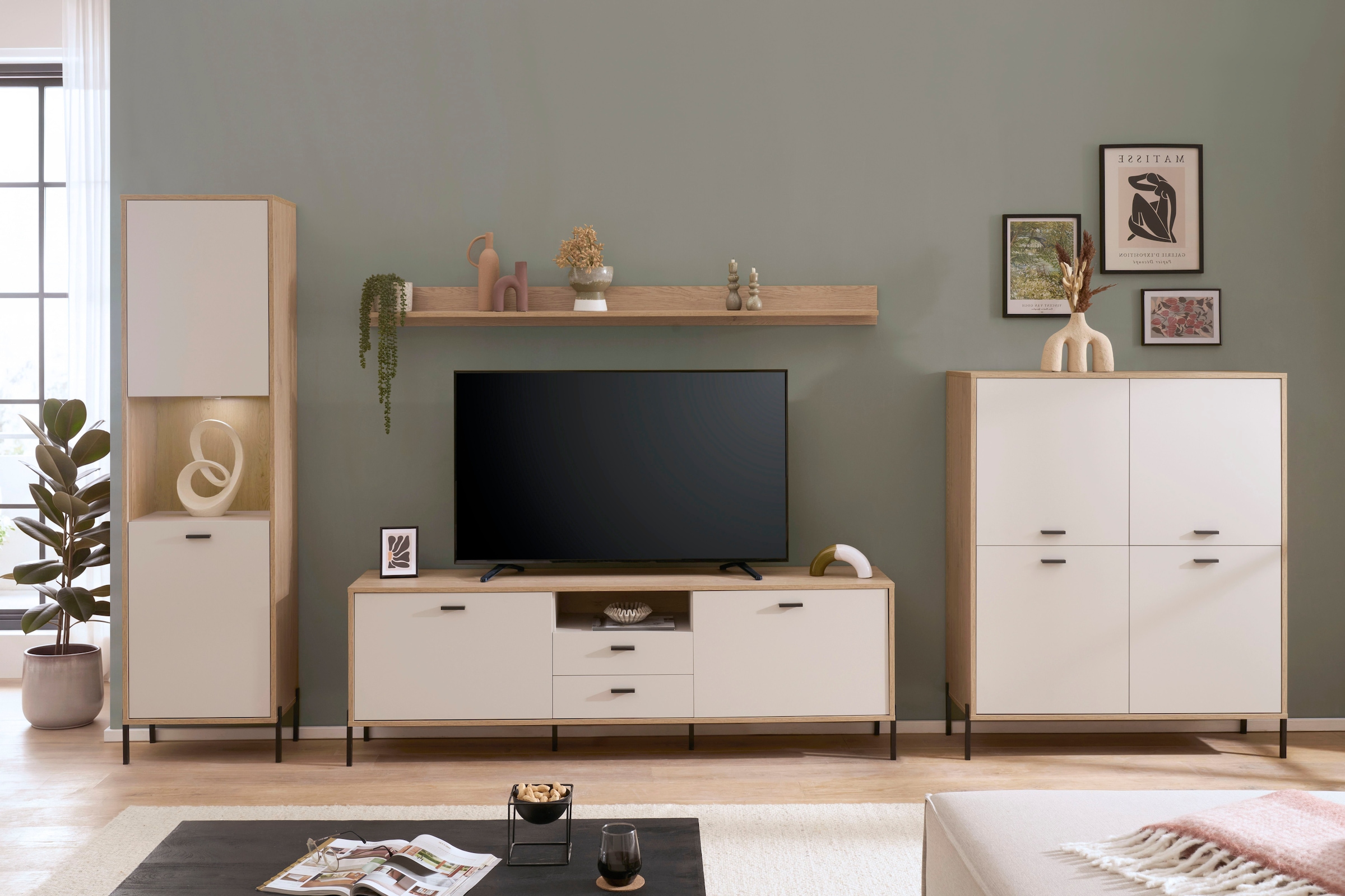 Home affaire Wohnwand »Fredericia, moderne Anbauwand, Komplettset in Kaschmir« Set, 4 Stk. tlg.