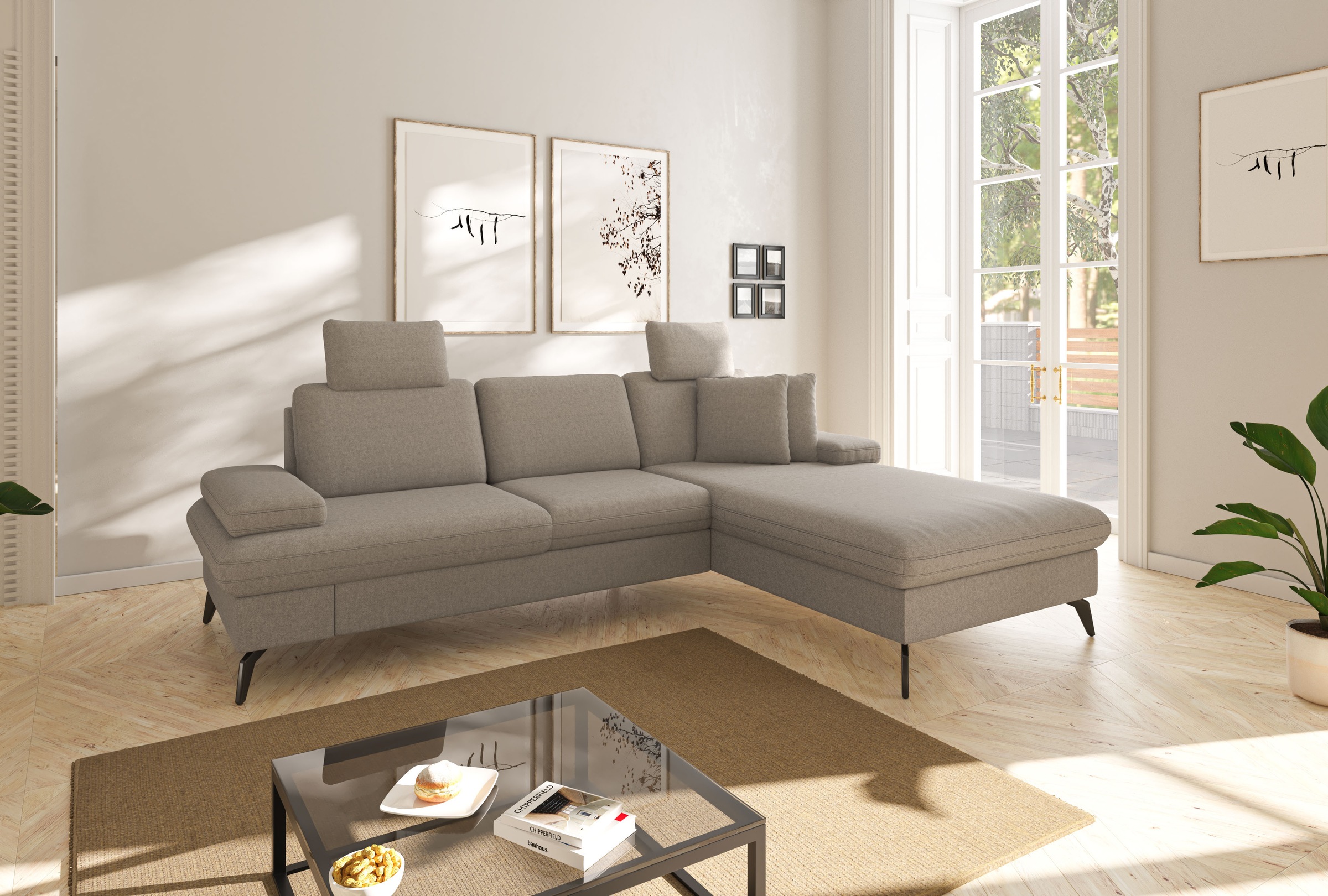sit&more Ecksofa »Morris Jubi, L-Form«, inkl. Armteilfunktion und 1 Zierkissen, wahlweise mit Bettfunktion