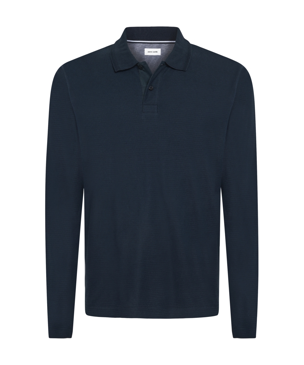 Pierre Cardin Langarm-Poloshirt mit Strukturmuster