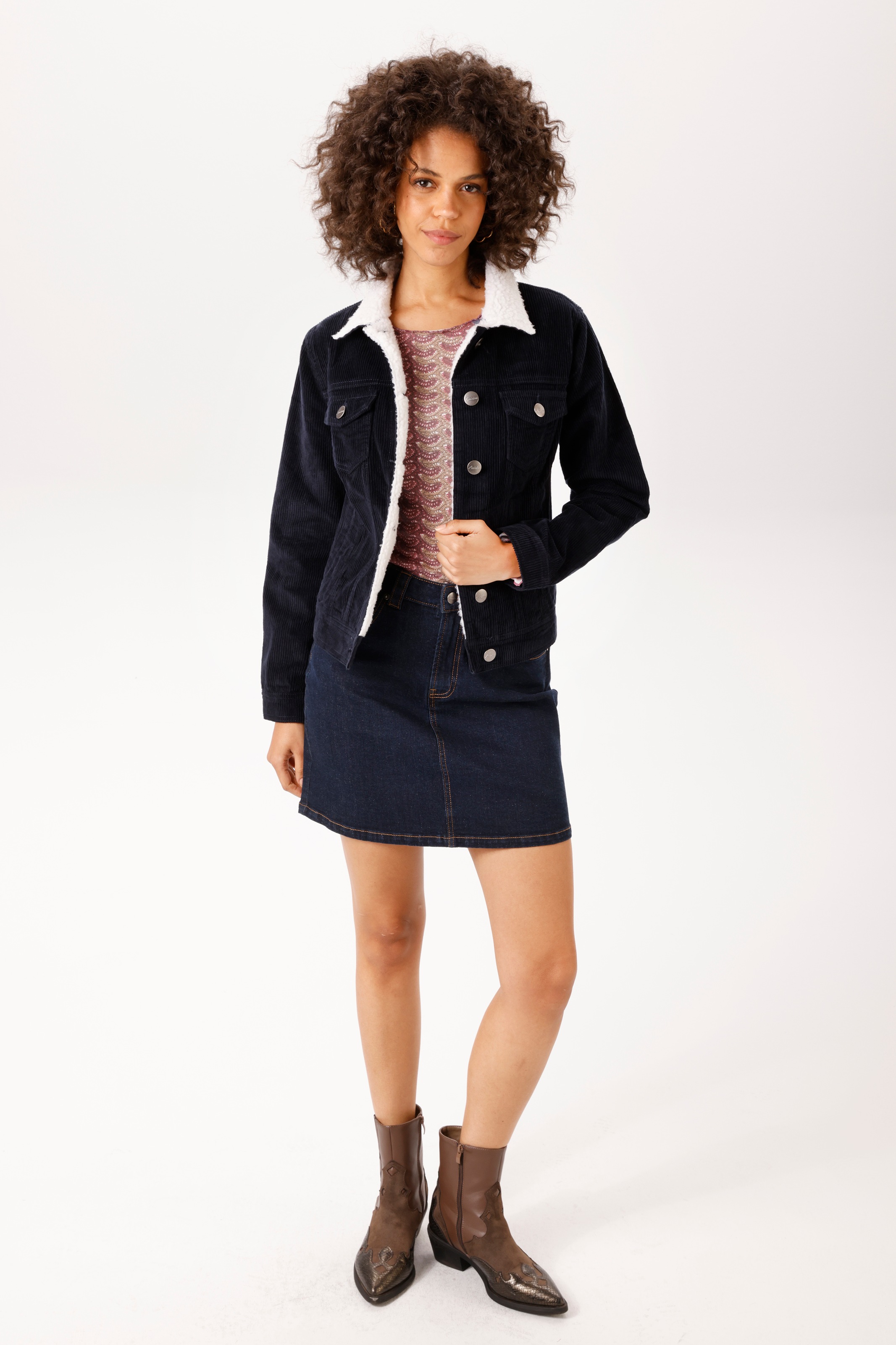 Aniston CASUAL Cordjacke mit weichem Teddy-Plüsch am Kragen - NEUE KOLLEKTION