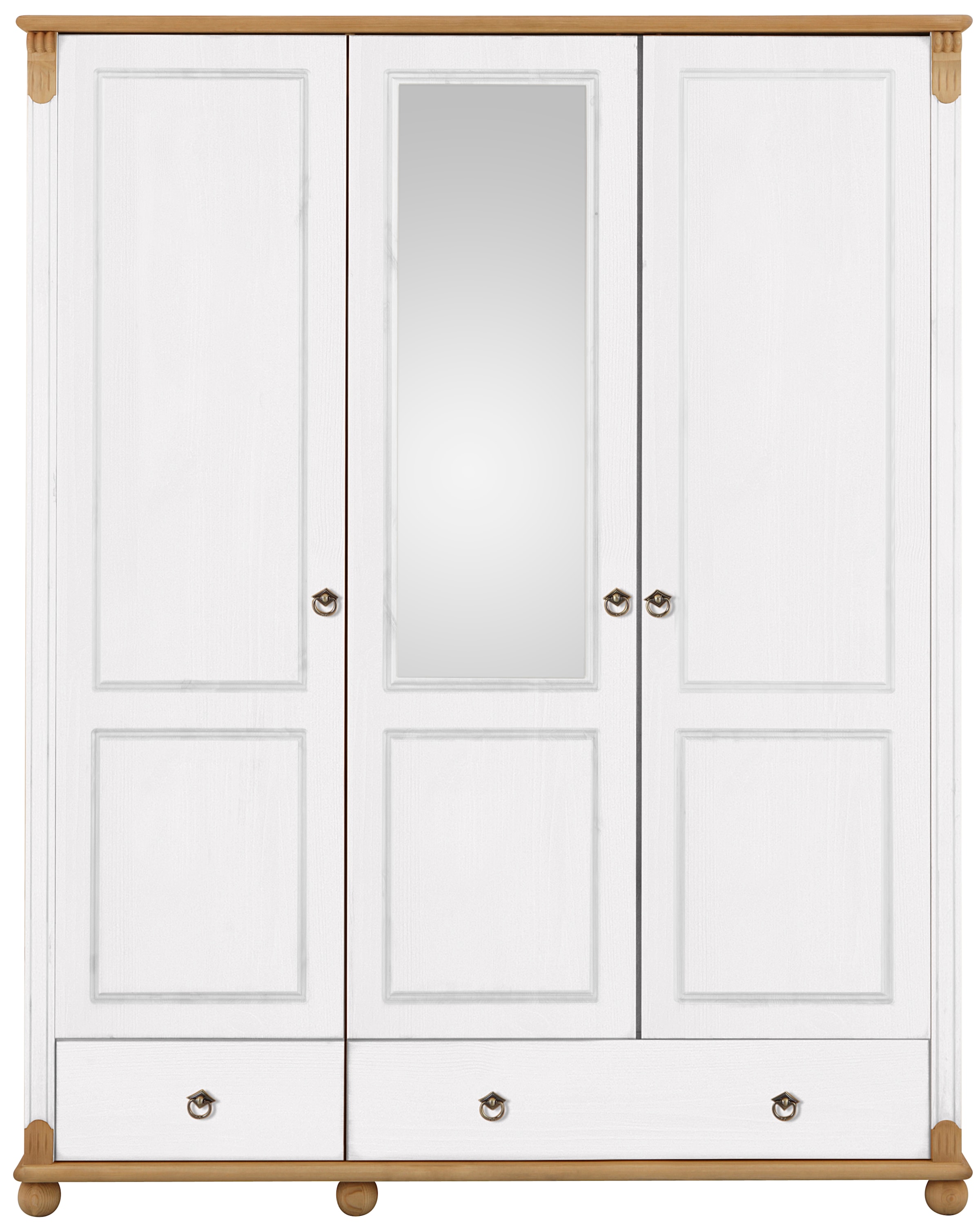 Home affaire Kleiderschrank »Tessin«, Breite 152 cm, Kiefer massiv, mit  Spiegel | BAUR