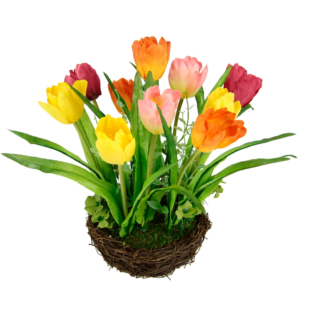 I.GE.A. Kunstblume »Gesteck Tulpe«, Künstliche Pflanze Ostern Blüten Hochzeit Tischdeko Zimmerpflanze