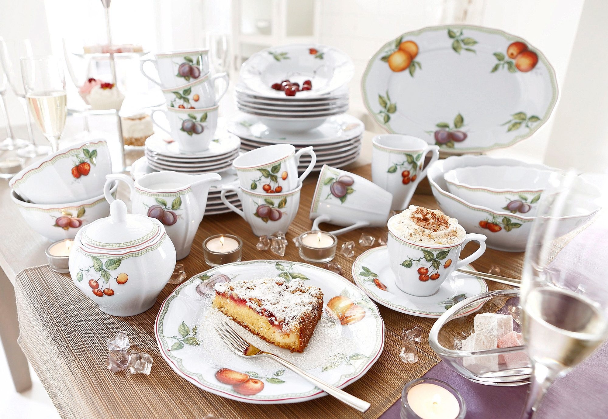 CreaTable Kombiservice »Geschirr-Set Flora Orchard«, (Set, 30 tlg., Kaffeeservice und Tafelservice im Set, für 6 Personen), Service, 30 Teile, für 6 Personen