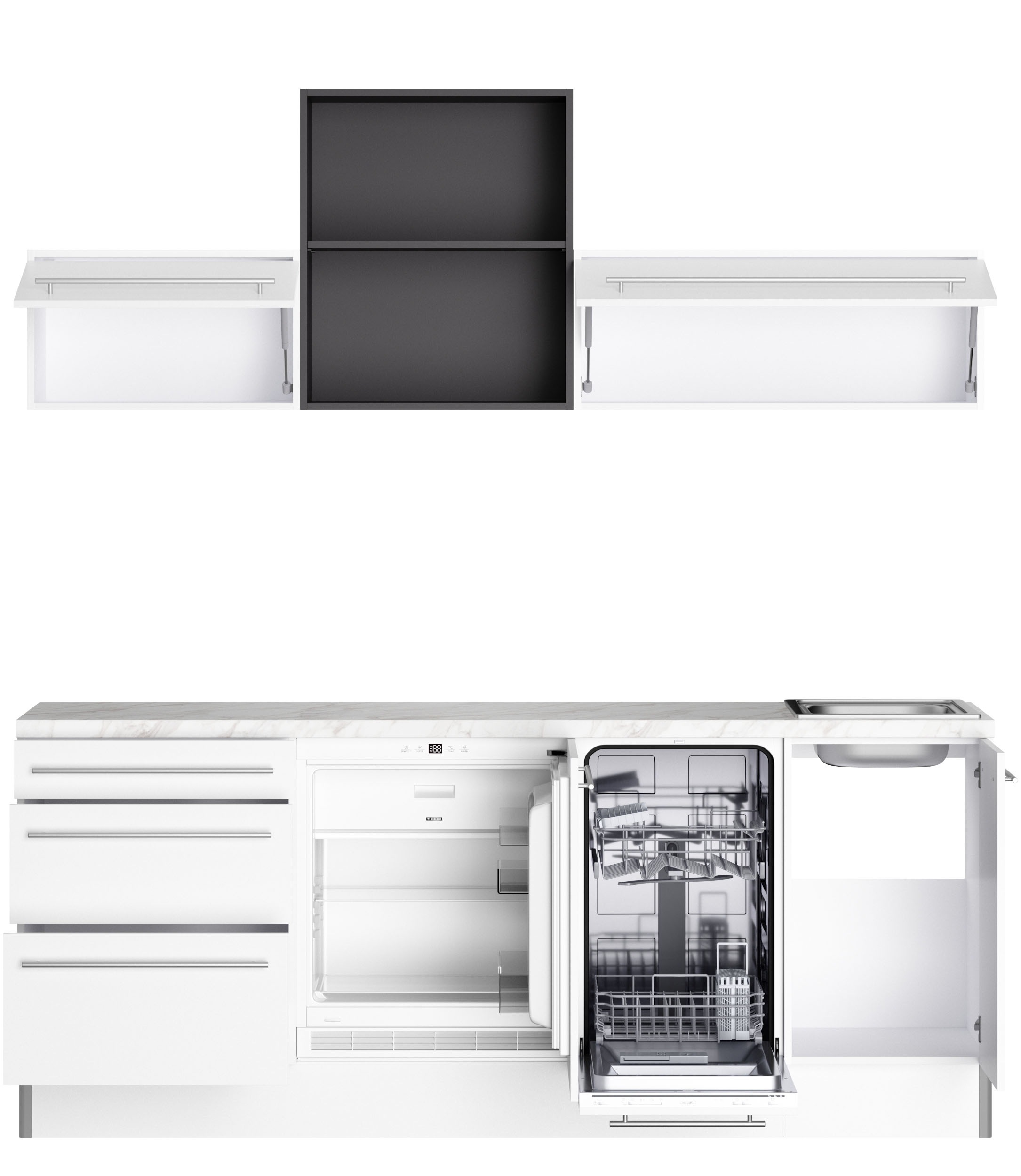 Thumbnail - KOCHSTATION Küche "KS-Bern2" Breite 210 cm, wahlweise mit E-Geräten, mit Regal