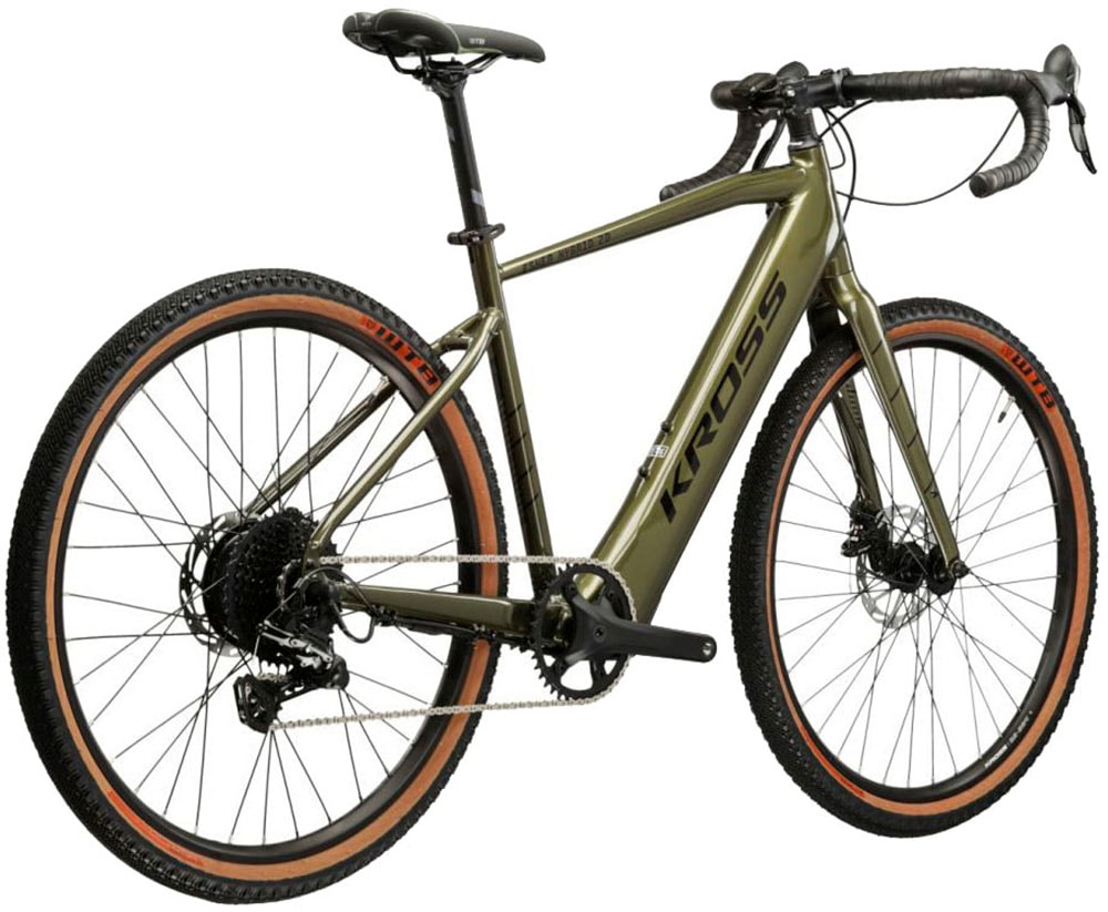 Kross E-Bike »E-Gravel Bike Esker Hybrid 2.0 28" khaki«, 11 Gang, microSHIFT, Advent X M6205, Heckmotor 250 W