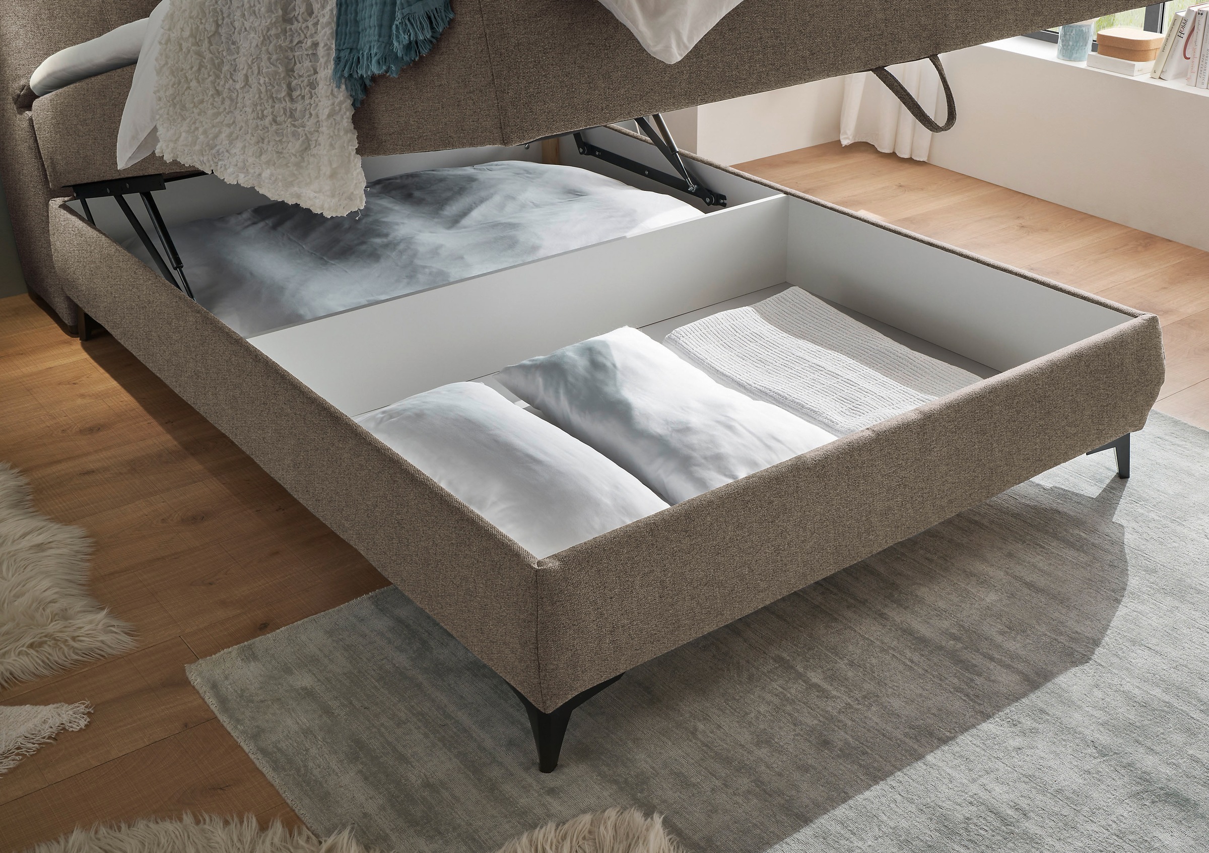 ED EXCITING DESIGN Boxbett »Atlantis«, mit Bettkasten und Stauraum im Kopfteil