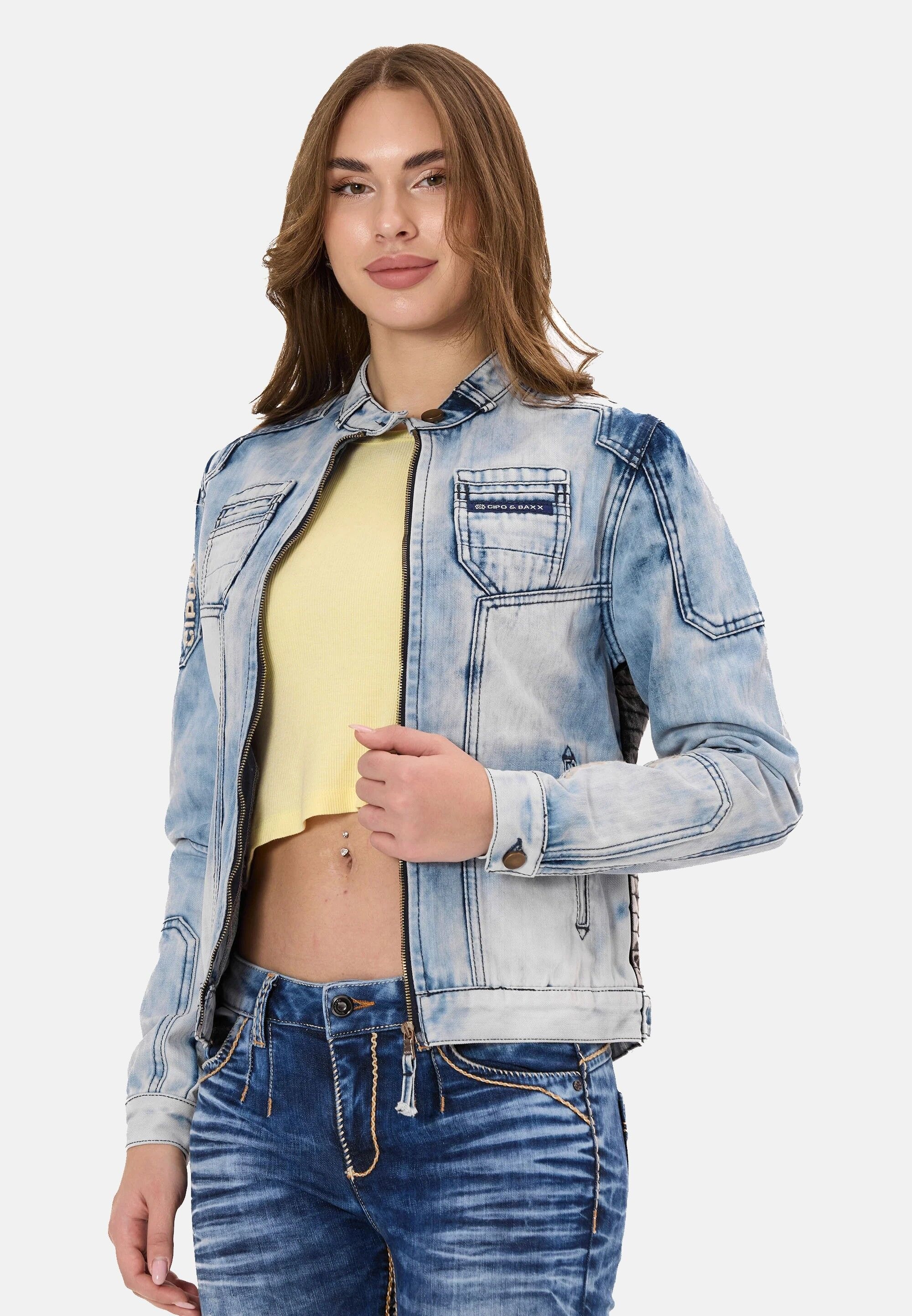 Cipo & Baxx Jeansjacke »WJ233« ohne Kapuze