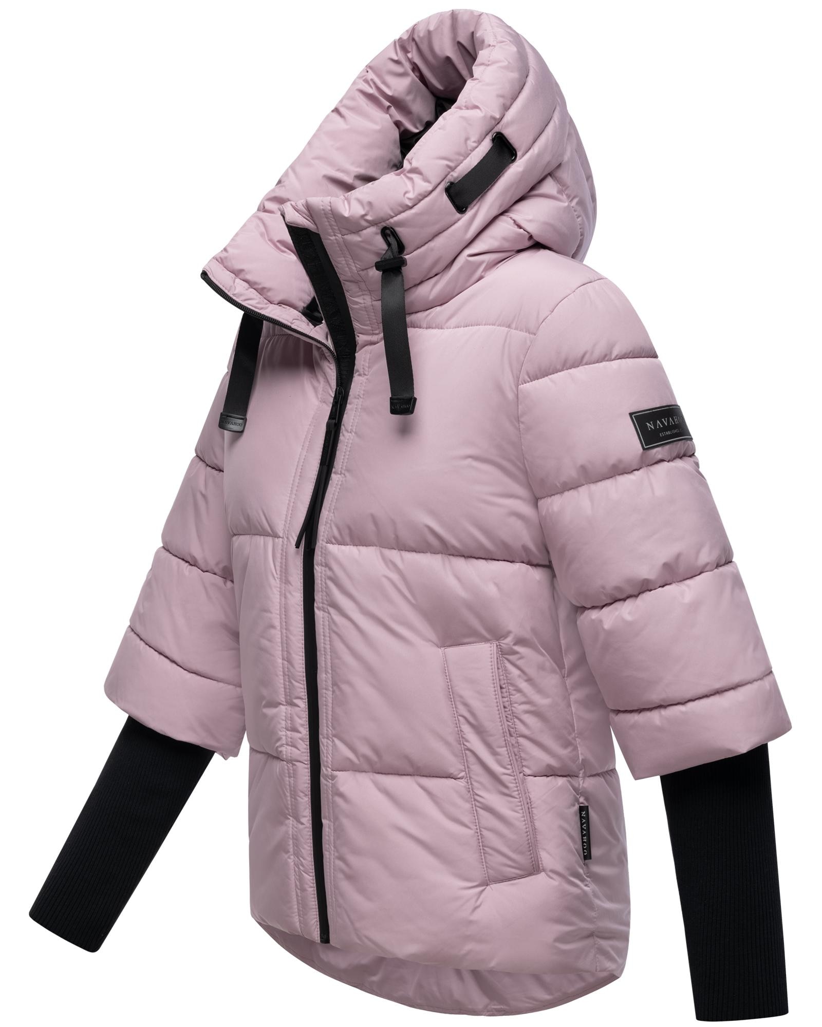 Navahoo Steppjacke »Lotusherz XIV«, mit Kapuze, Warme gesteppte Winterjacke mit Rippstrickärmeln