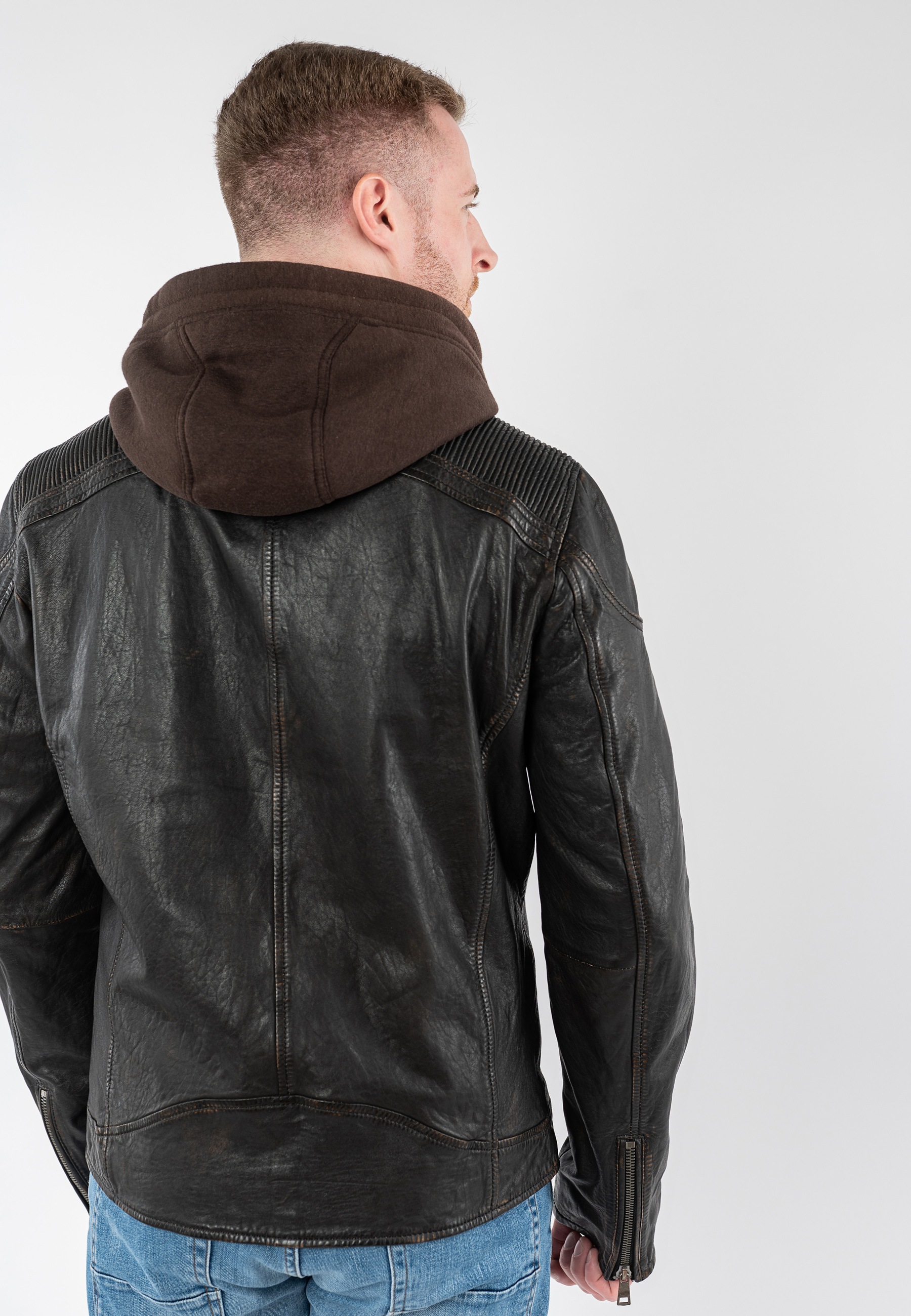 Mauritius Lederjacke »MMWanjo« mit Kapuze mit abnehmbarer Jersey-Kapuze