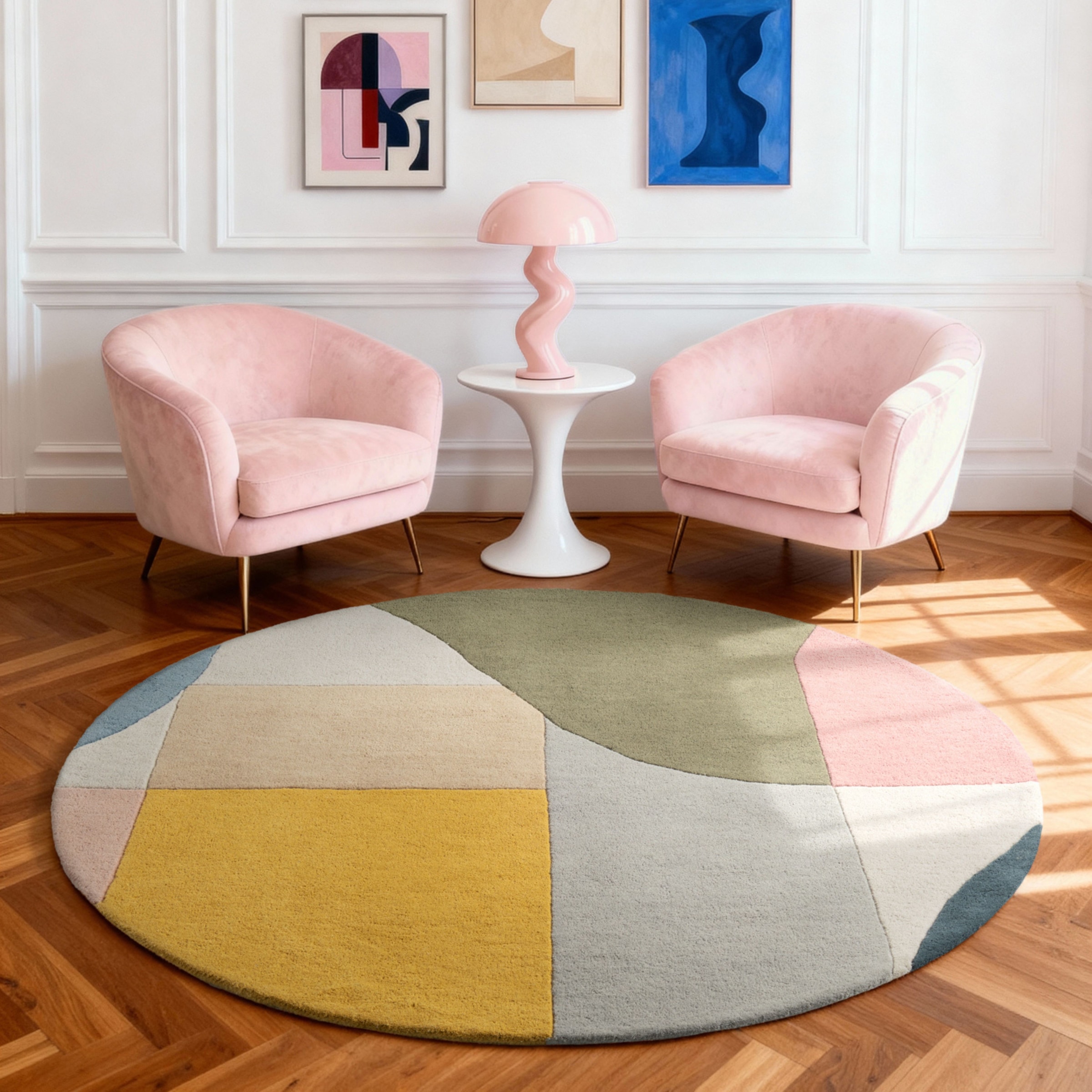 Ted Baker Wollteppich "Curzon" rund 17 mm Höhe Wolle, Naturteppich, Handgemacht, Wohnzimmer, Schlafzimmer, bunt