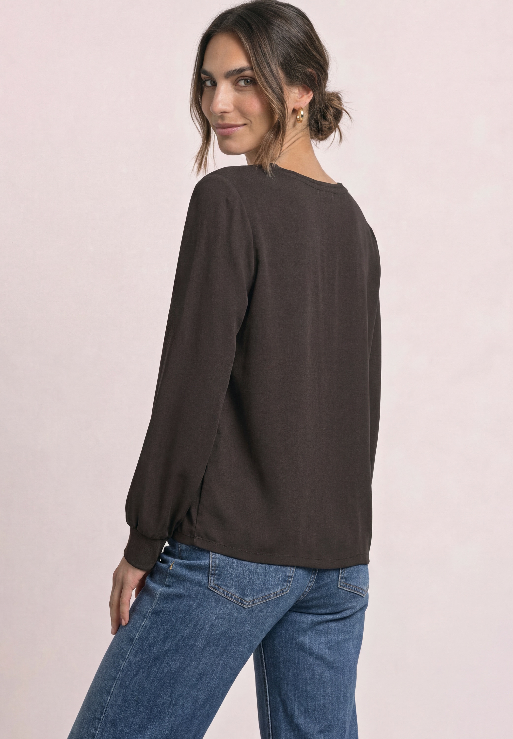 STREET ONE Langarmshirt mit Chiffon-Layer