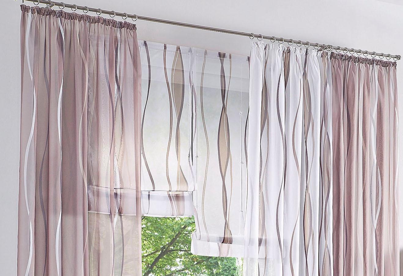 my home Raffrollo »Dimona«, mit Klettschiene, Transparent, Voile, Polyester, Wellen