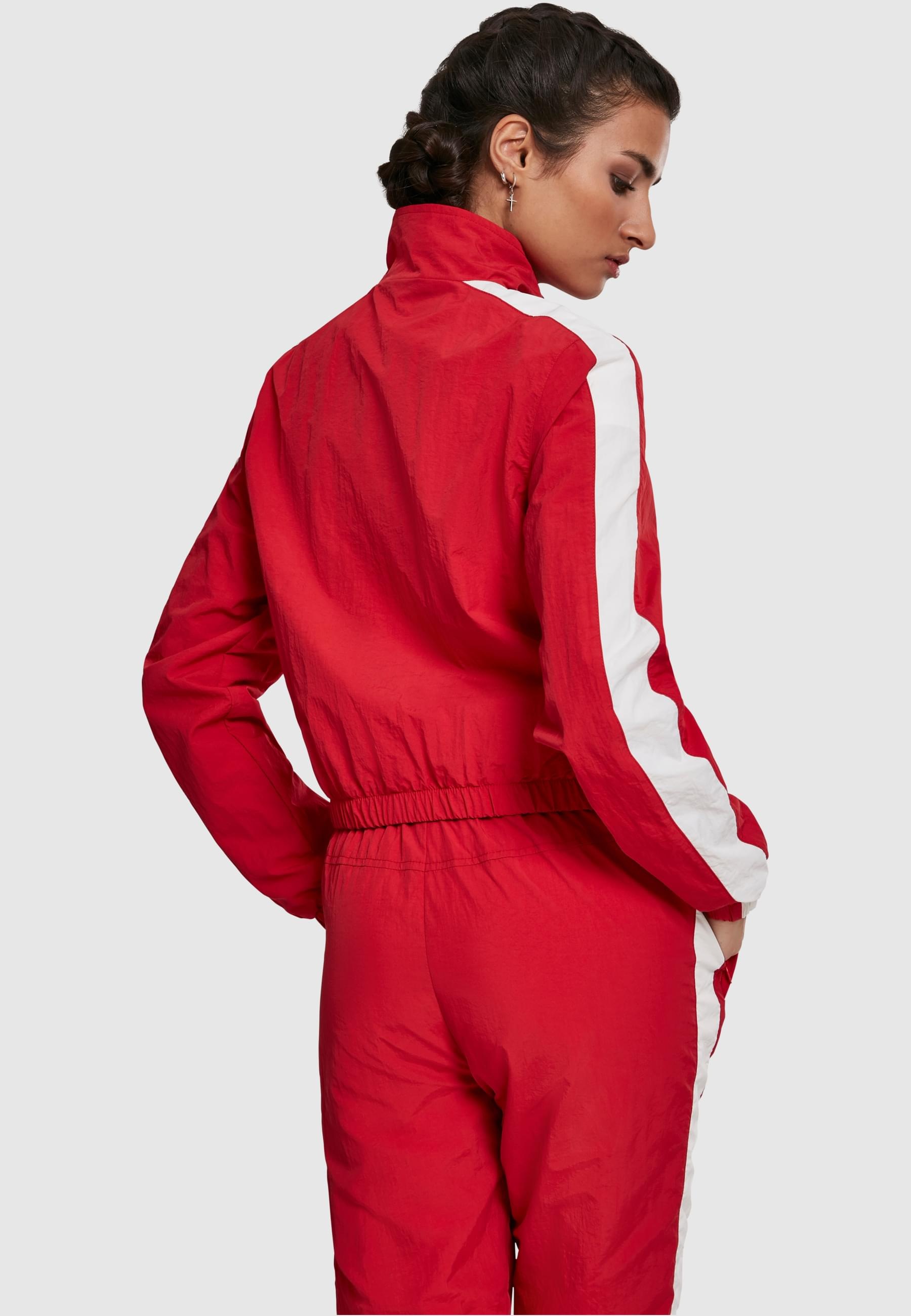 URBAN CLASSICS Allwetterjacke »Urban Classics Damen Ladies Short Striped Crinkle Track Jacket«, (1 St.), ohne Kapuze