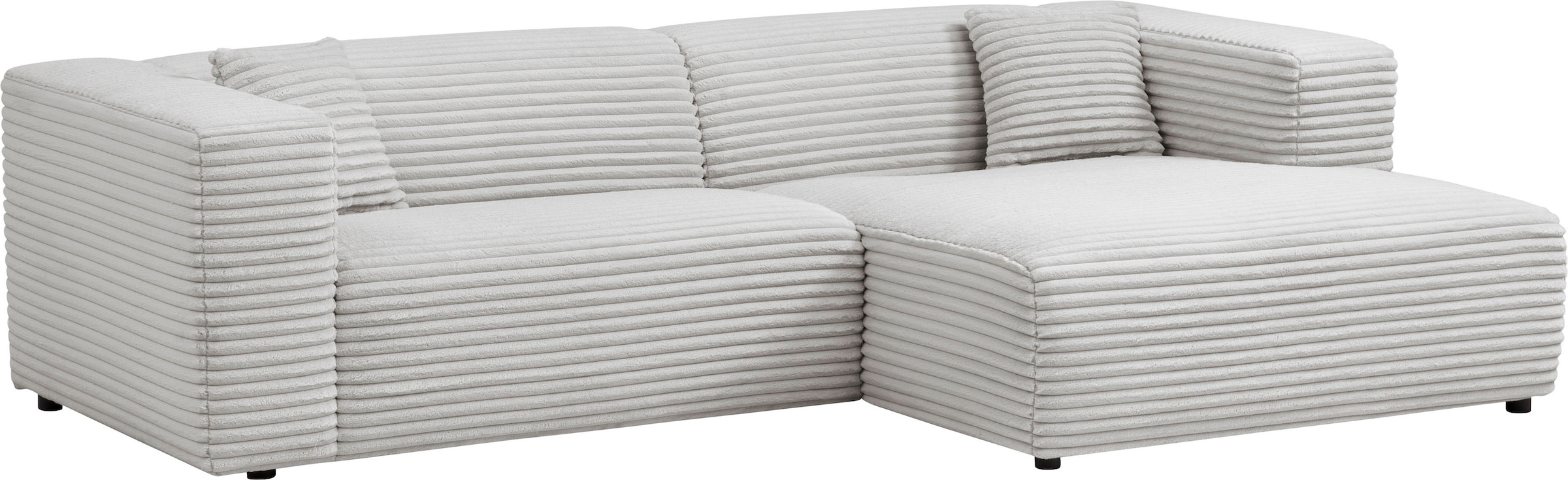 andas Ecksofa »BAKELS, L-Form in Cord oder Boucle-Stoff, moderne Couch«, wahlweise Recamiere rechts/links, bequemer Sitzkomfort