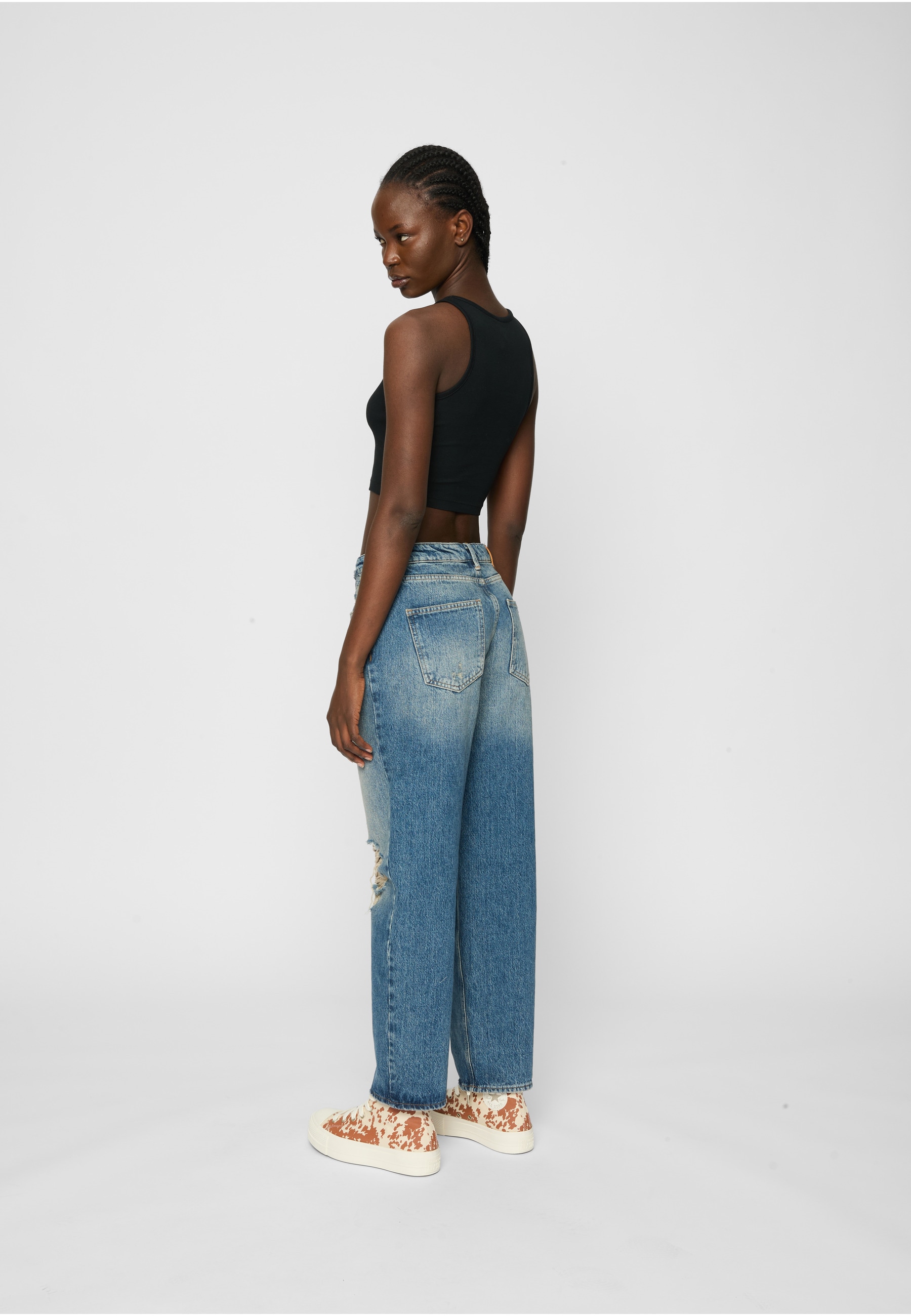 URBAN CLASSICS Tanktop »Urban Classics Ladies Organic Cropped Rib Top 2-Pack«