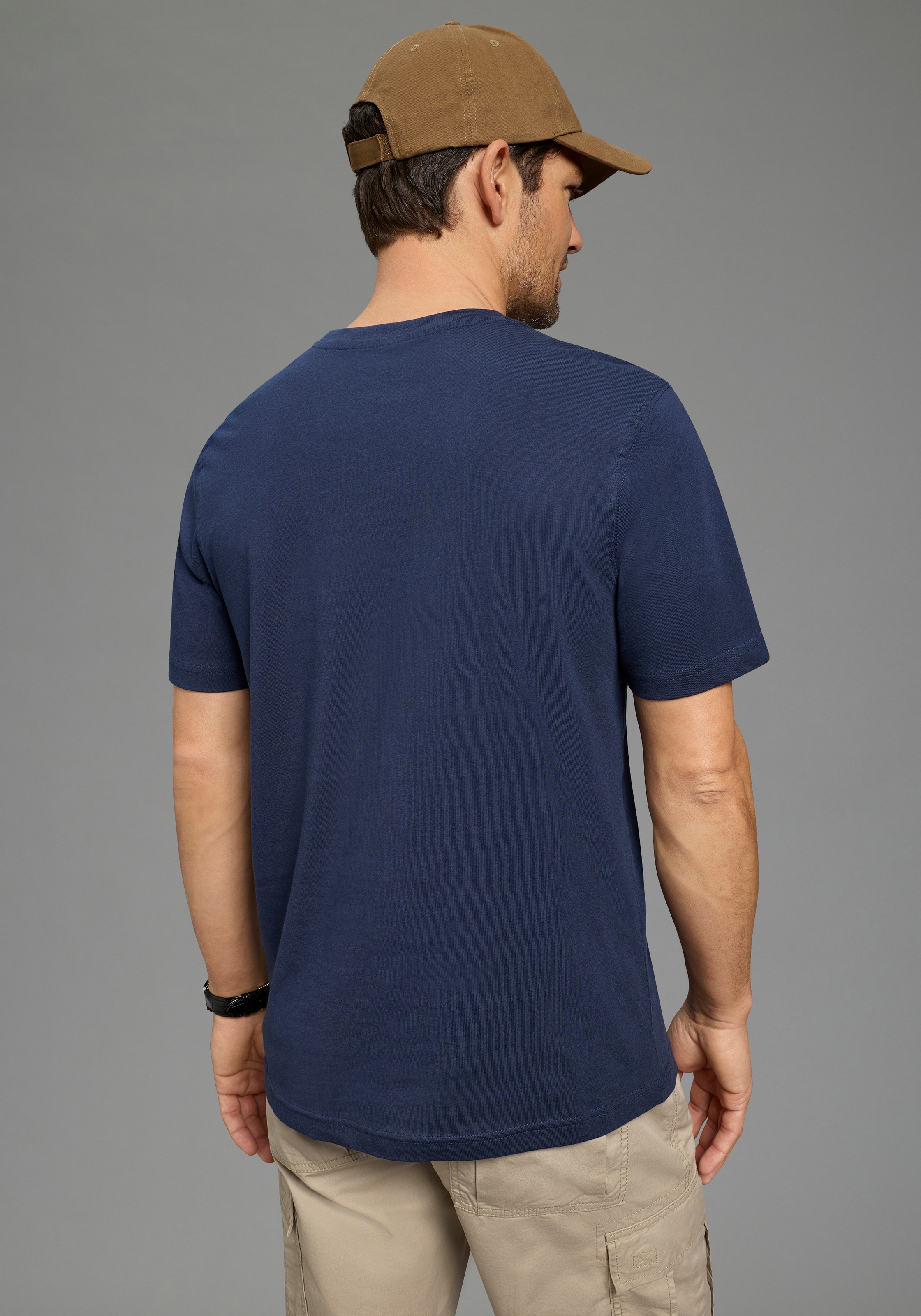 Rundhalsshirt MAN'S WORLD, Herren, Gr. 5XL (72/74), weiß, blau, grau melange, Single Jersey, Obermaterial: 100% Baumwolle, unifarben, Basic, regular fit, Rundhals, Shirts Rundhalsshirt, Kurzarm, Regular Fit, unifarben, Rundhals, aus Baumwolle 3