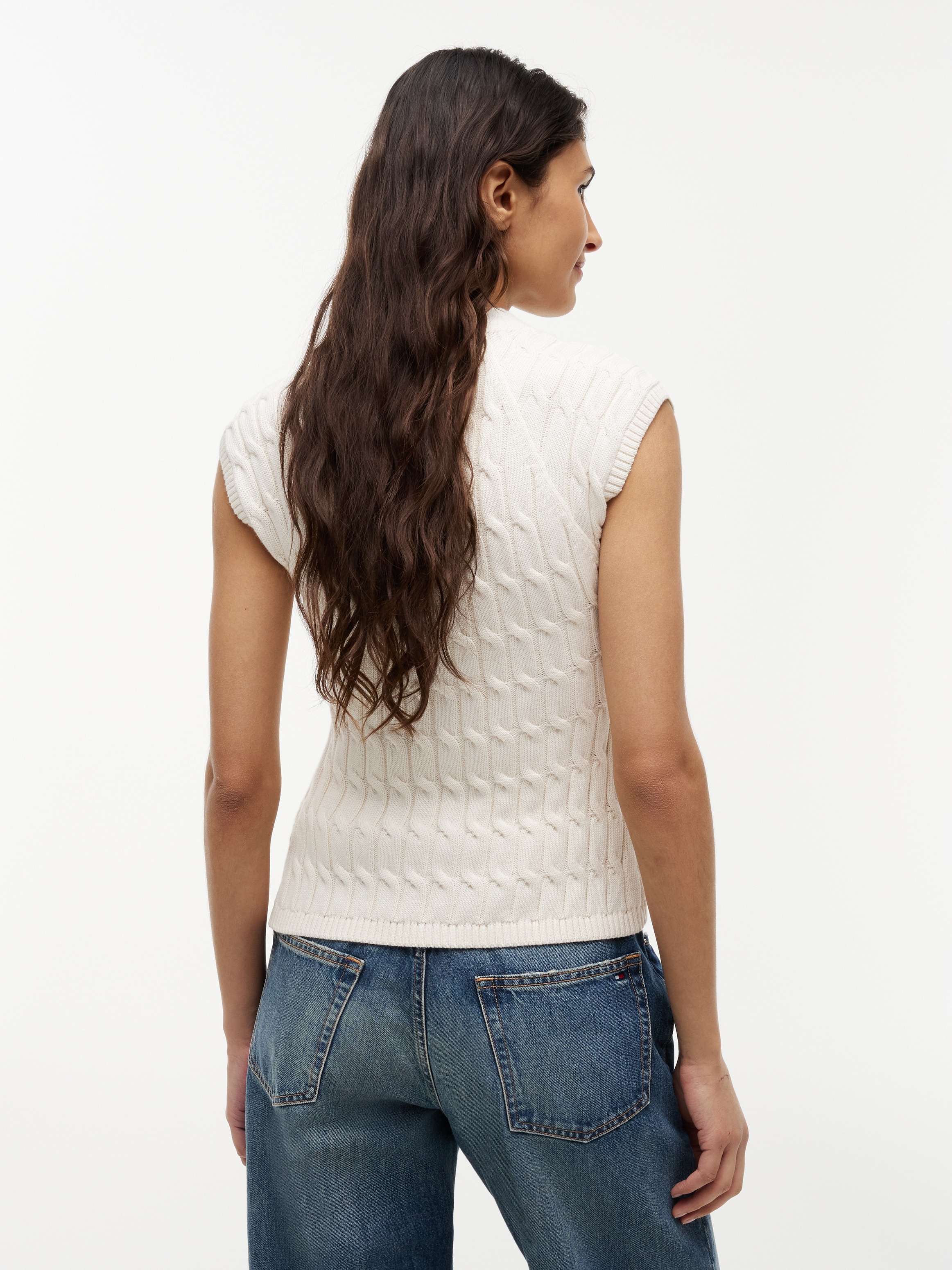 Tommy Hilfiger Strickweste »MID GG CABLE VEST CARDI« Baumwolle, mit Zopfstrickmuster
