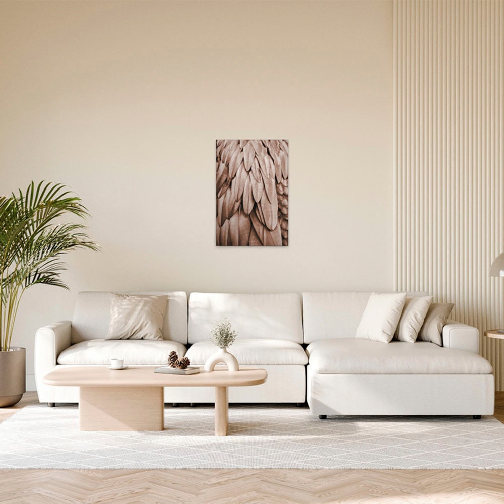 A.S. Création Leinwandbild "Feathers 1 - Wandbild Rosa Beige Keilrahmen Kun günstig online kaufen