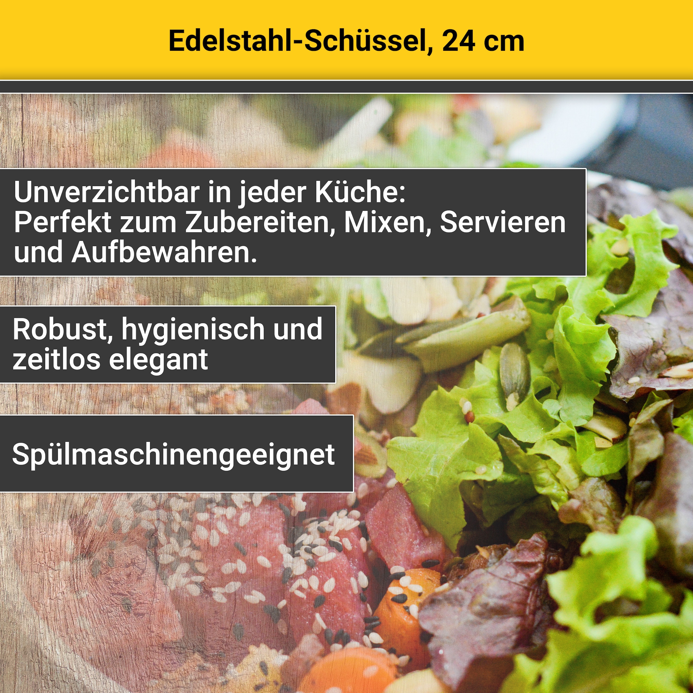 Krüger Schüssel »Edelstahl-Schüssel« 1 Stk. aus Edelstahl rostfrei, geschmacksneutral, robust, hygienisch