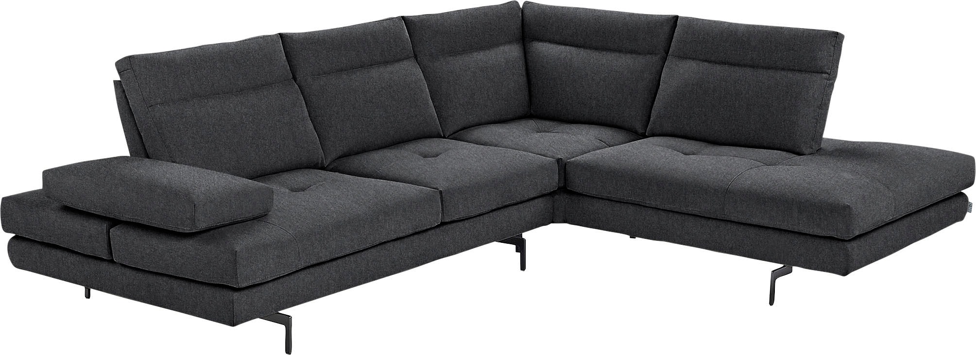 CALIA ITALIA Ecksofa "Toby Wing, B/T: 288/232 cm, Designsofa mit sensationellem Sitzkomfort" L-Form, Sitztiefenverstellung, funktionale Ecke, Füße in schwarz matt
