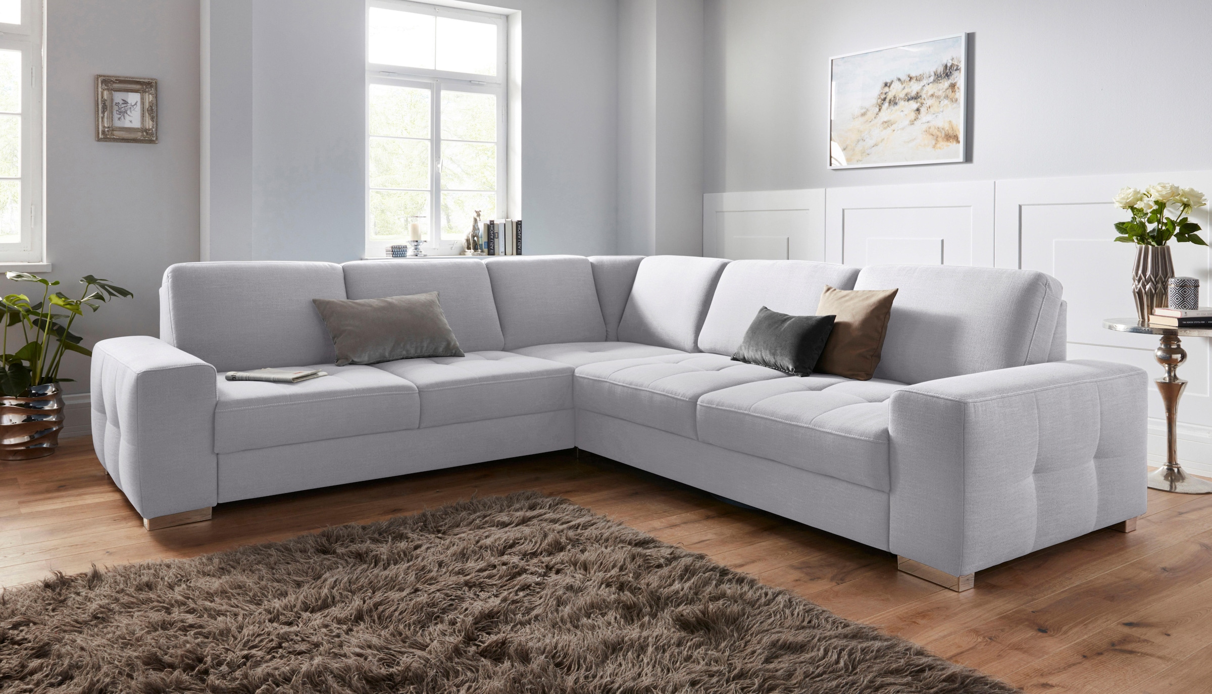 sit&more Ecksofa "Santorini L-Form" mit Federkern und Sitztiefenverstellung, wahlweise mit Schlaffunktion