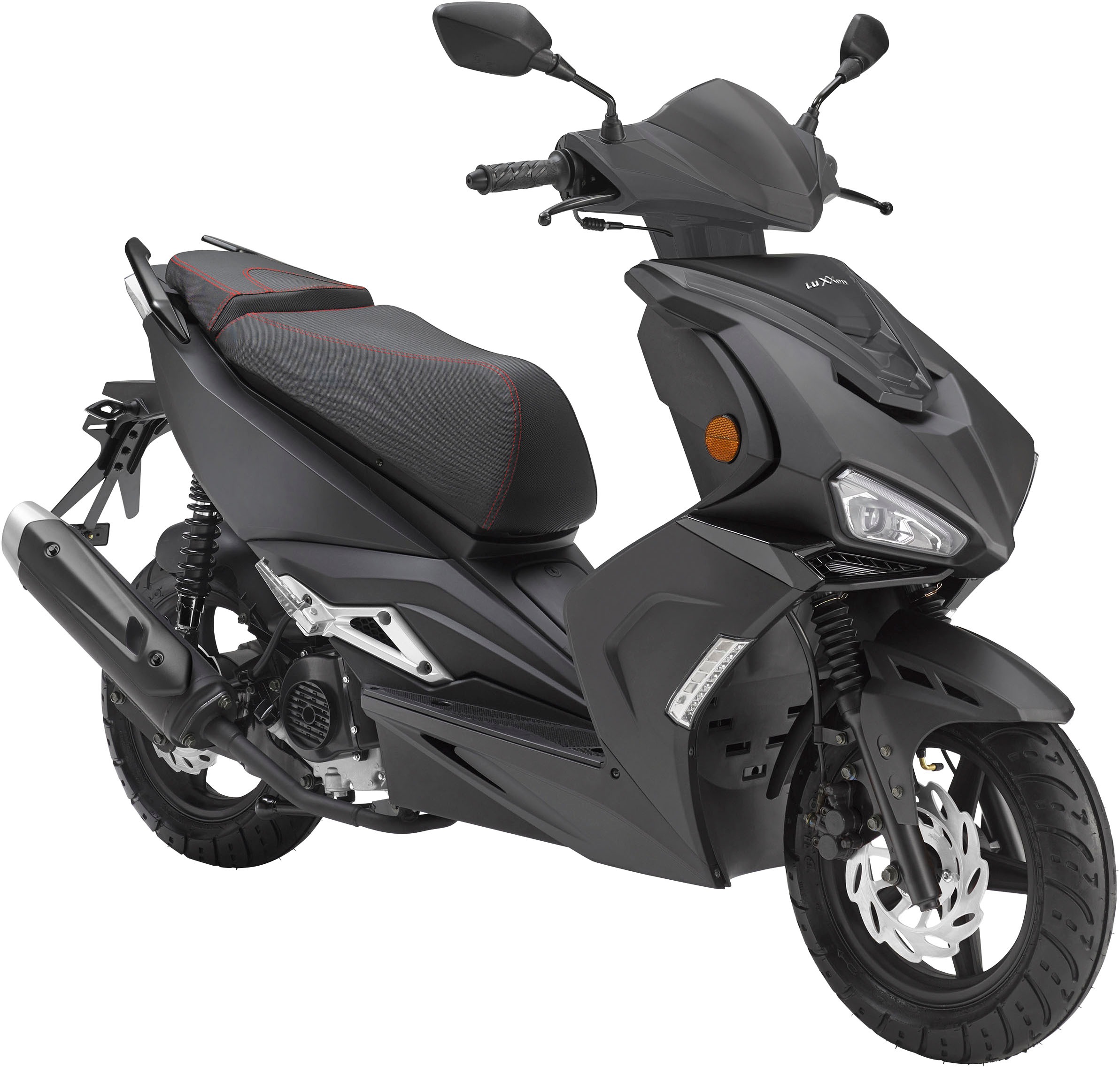 LUXXON Motorroller "F18", 45 km/h, schwarz, Motorroller, 2 Sitzplätze, für Erwachsene, Sportliches Design, 4-Takt Motor