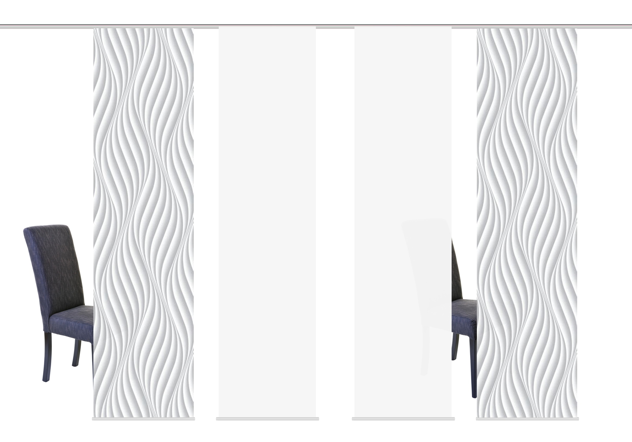 HOME WOHNIDEEN Schiebegardine "WAVES" Klettband 4 Stk. tlg. HxB: 245x60, in günstig online kaufen