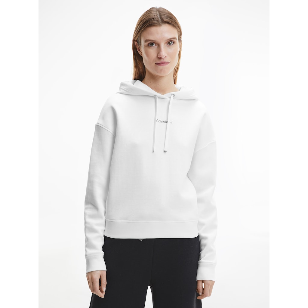 Damenmode Shirts & Sweatshirts Calvin Klein Kapuzensweatshirt »MICRO LOGO HOODIE«, mit Calvin Klein Micro Logo-Schriftzug weiß