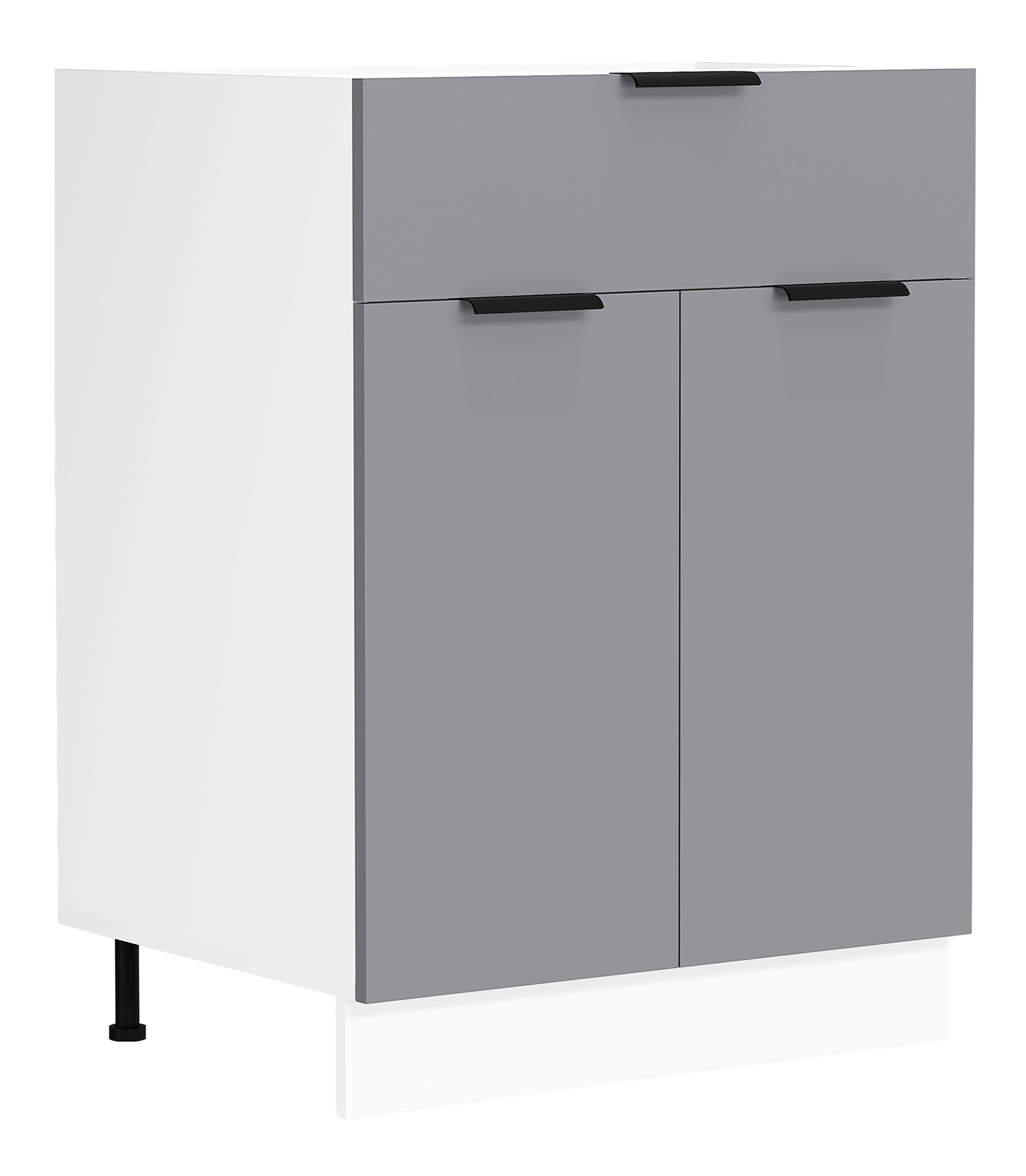 Unterschrank VCM, B:60cm T:46cmweiß, anthrazit, Obermaterial: 100% Holz Wood., Küche, Schränke, "Küchenschrank B60 cm Unterschrank Schublade Fasola"