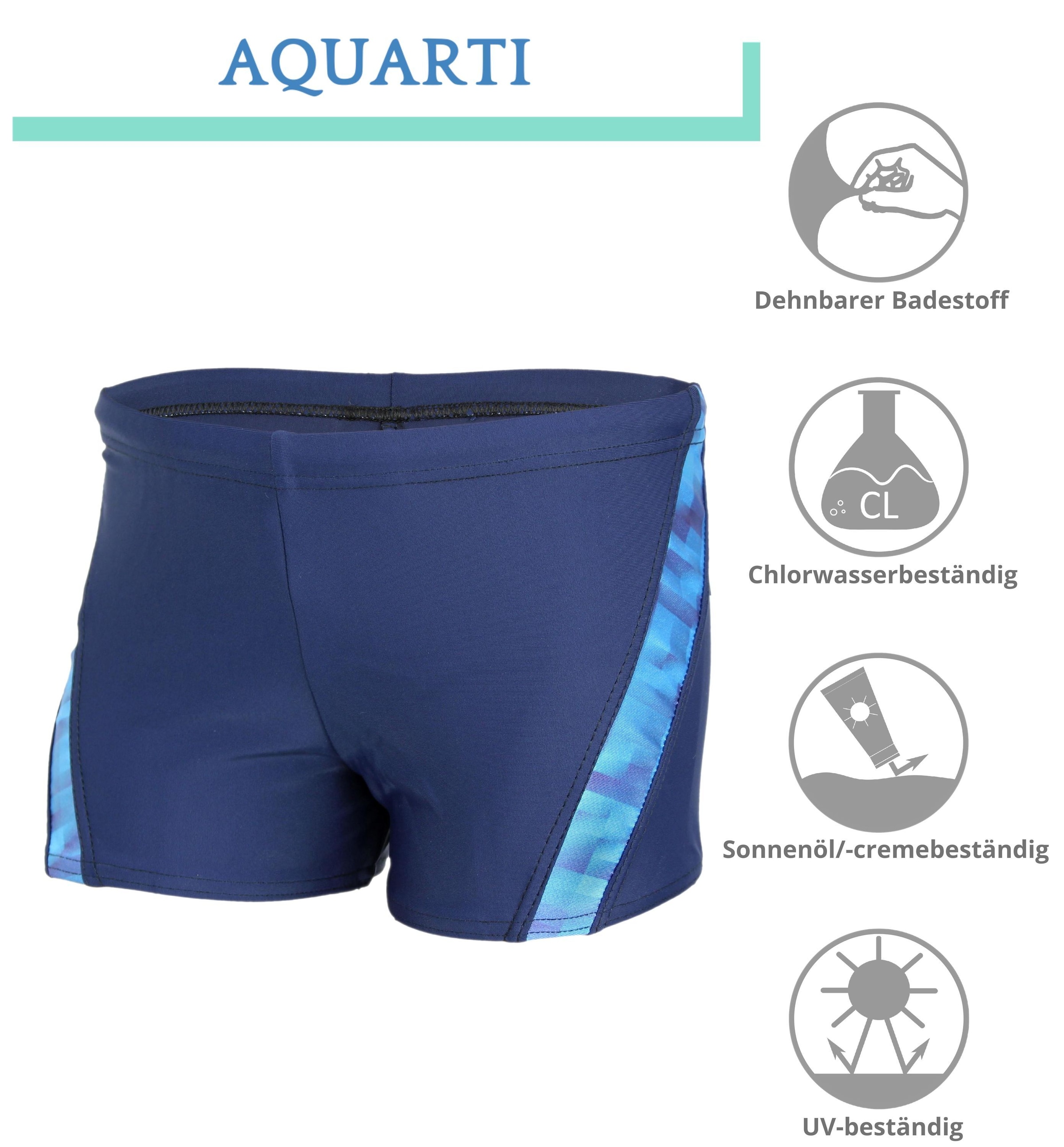AQUARTI Badehose »Badehose Jungen Schwimmhose Kontrastfarbige Einsätze«
