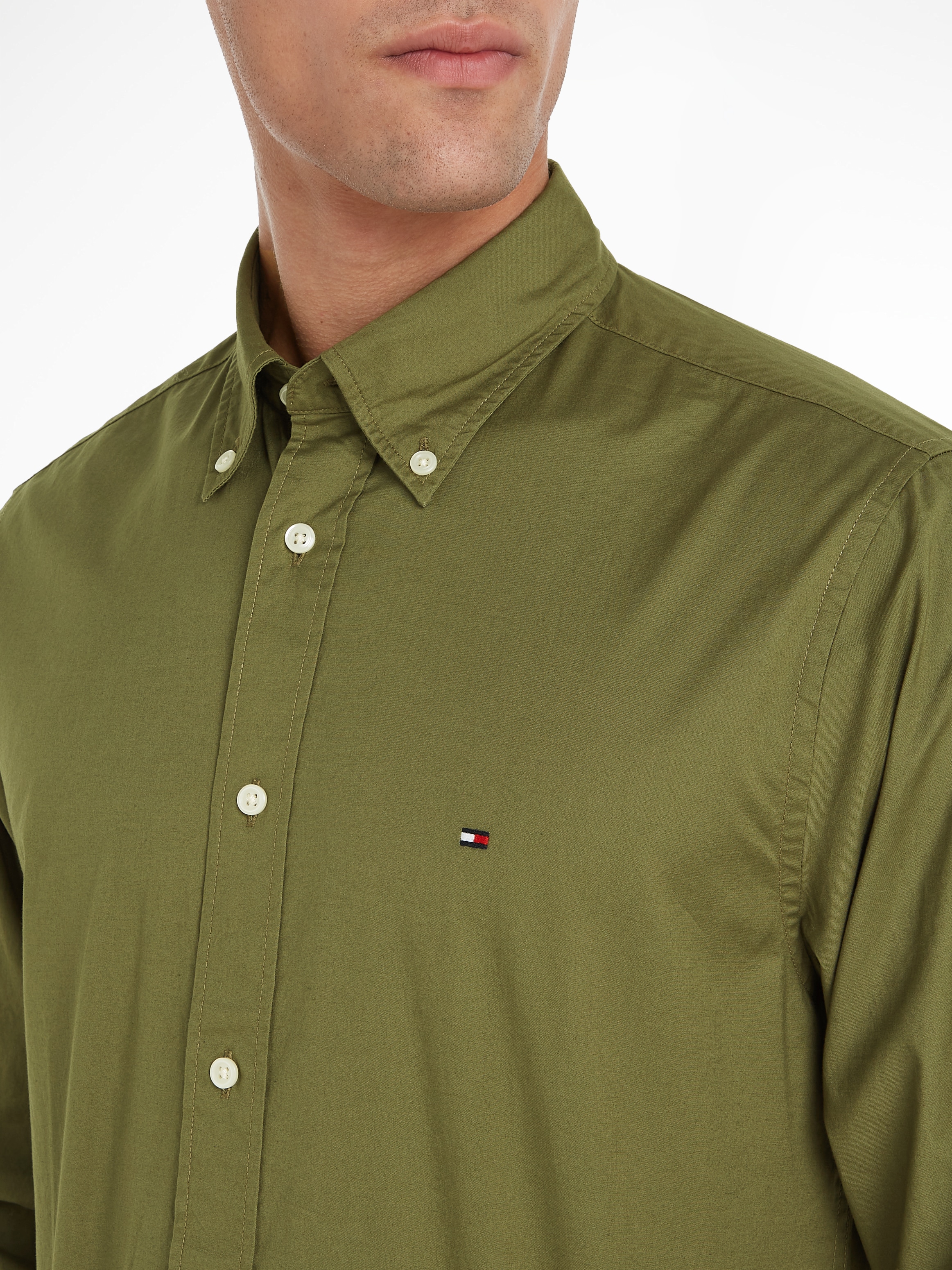 Tommy Hilfiger Langarmhemd »FLEX POPLIN RF SHIRT«, mit Tommy Hilfiger Labelschild innen an der Knopfleiste
