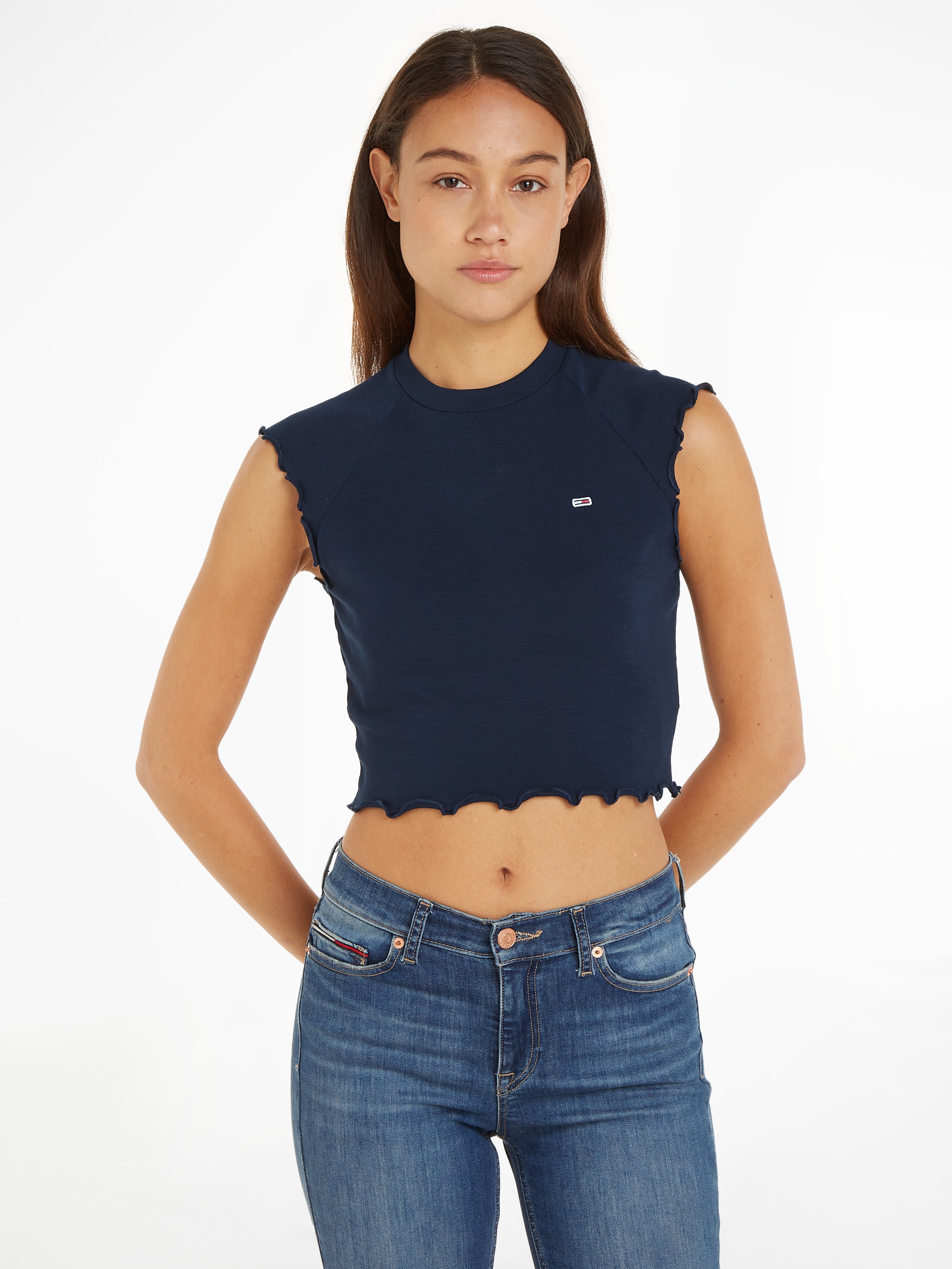 Tommy Jeans T-Shirt "TJW SLIM CRP BABYLOCK RIB TEE", mit gewelltem Abschlüs günstig online kaufen