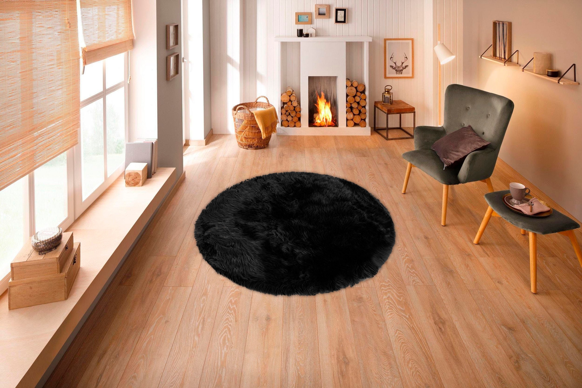 Home affaire Fellteppich »Valeria«, rund, 60 mm Höhe, Kunstfell Teppich, besonders weich und flauschig, fußbodenheizungsgeeignet, pflegeleicht, ideale Teppiche für Wohnzimmer, Schlafzimmer und Esszimmer