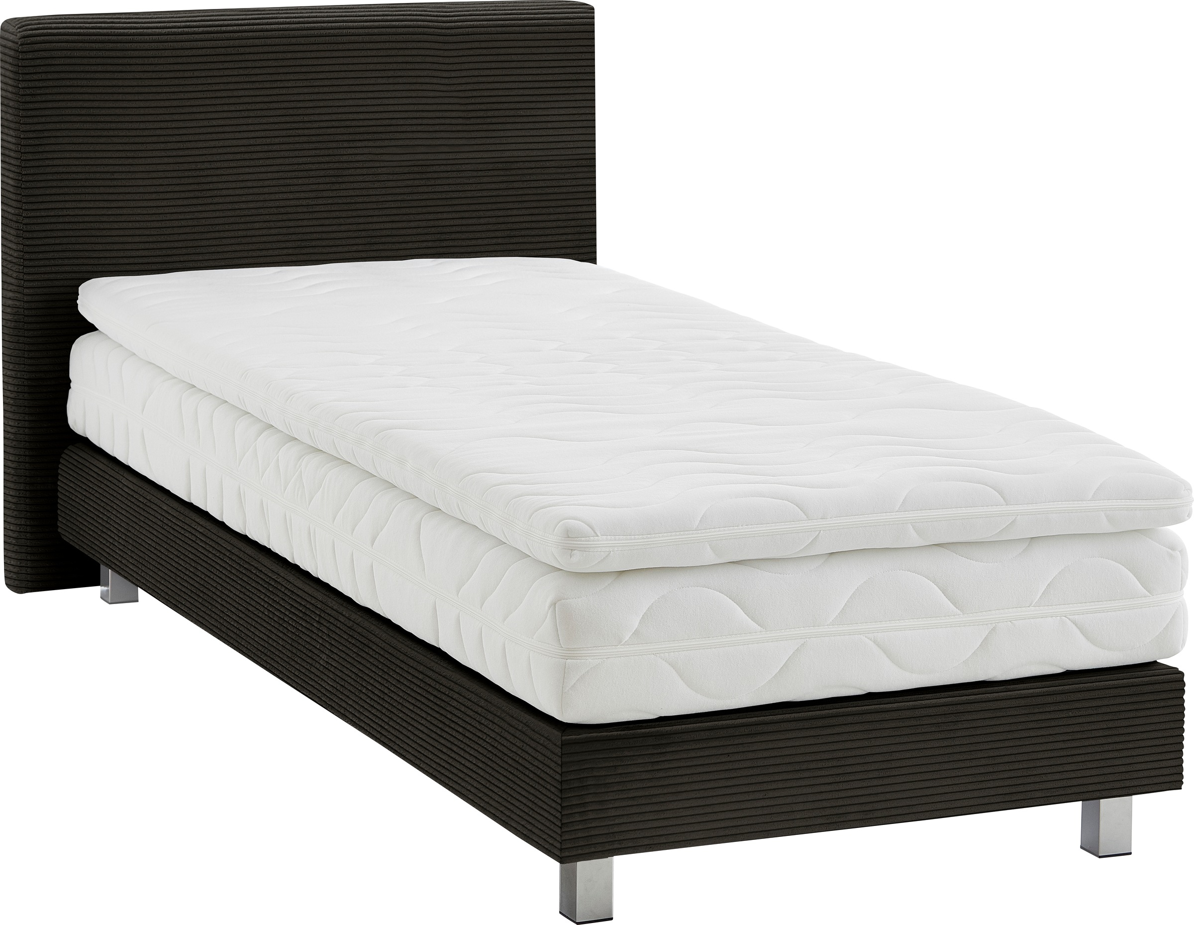 Boxbett "Kiss, wahlweise mit Topper in verschiedenen Härtegraden erhältlich", anthrazit, B:105cm L:210cm, WESTFALIA SCHLAFKOMFORT, Komplettbetten