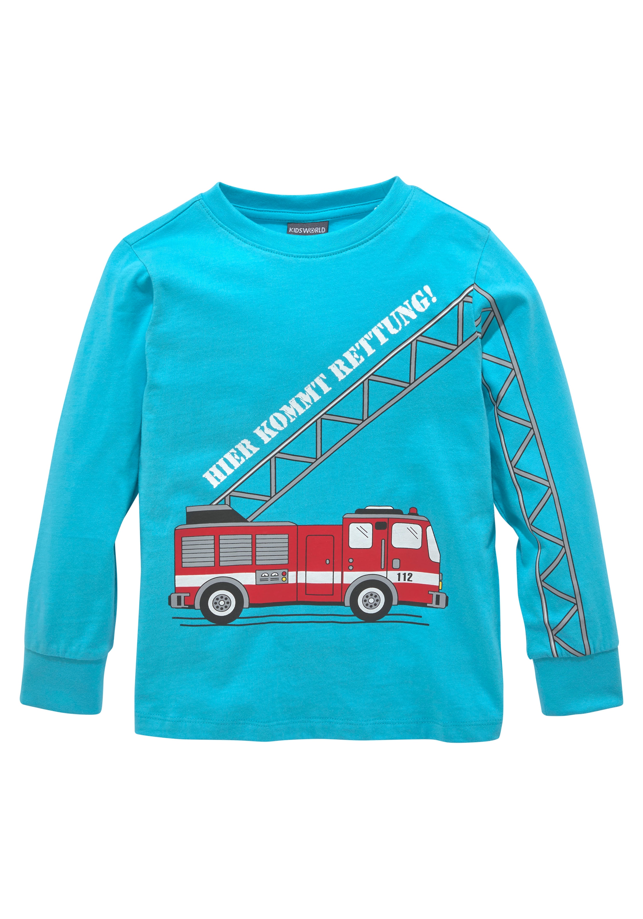 KIDSWORLD Langarmshirt »HIER KOMMT RETTUNG«, Feuerwehr kaufen | BAUR | Basic-Shirts