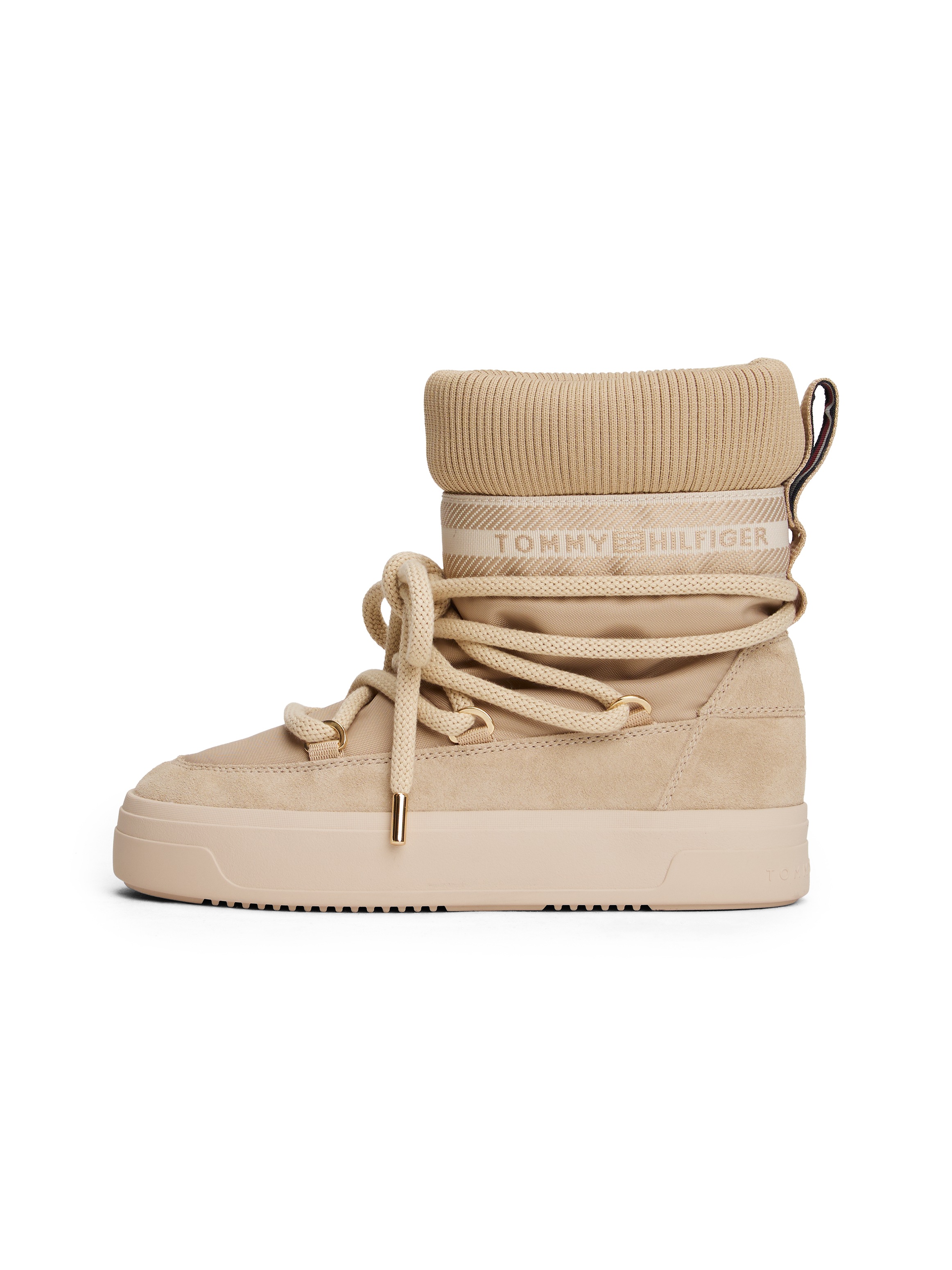 Tommy Hilfiger Schnürboots »TOMMYTECH LOGOTAPE SNOWBOOT WARM«, Plateau, Schnürboots, Outdoorschuh, Textilband mit Logoschriftzug