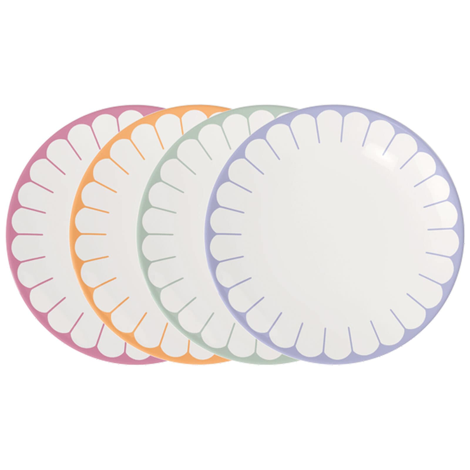 Speiseteller VILLEROY & BOCH "Speiseteller-Set Fleur Couleur ø 26,6 cm 4er Set bunt", bunt, L:26,6cm, Speiseteller, Speiseteller