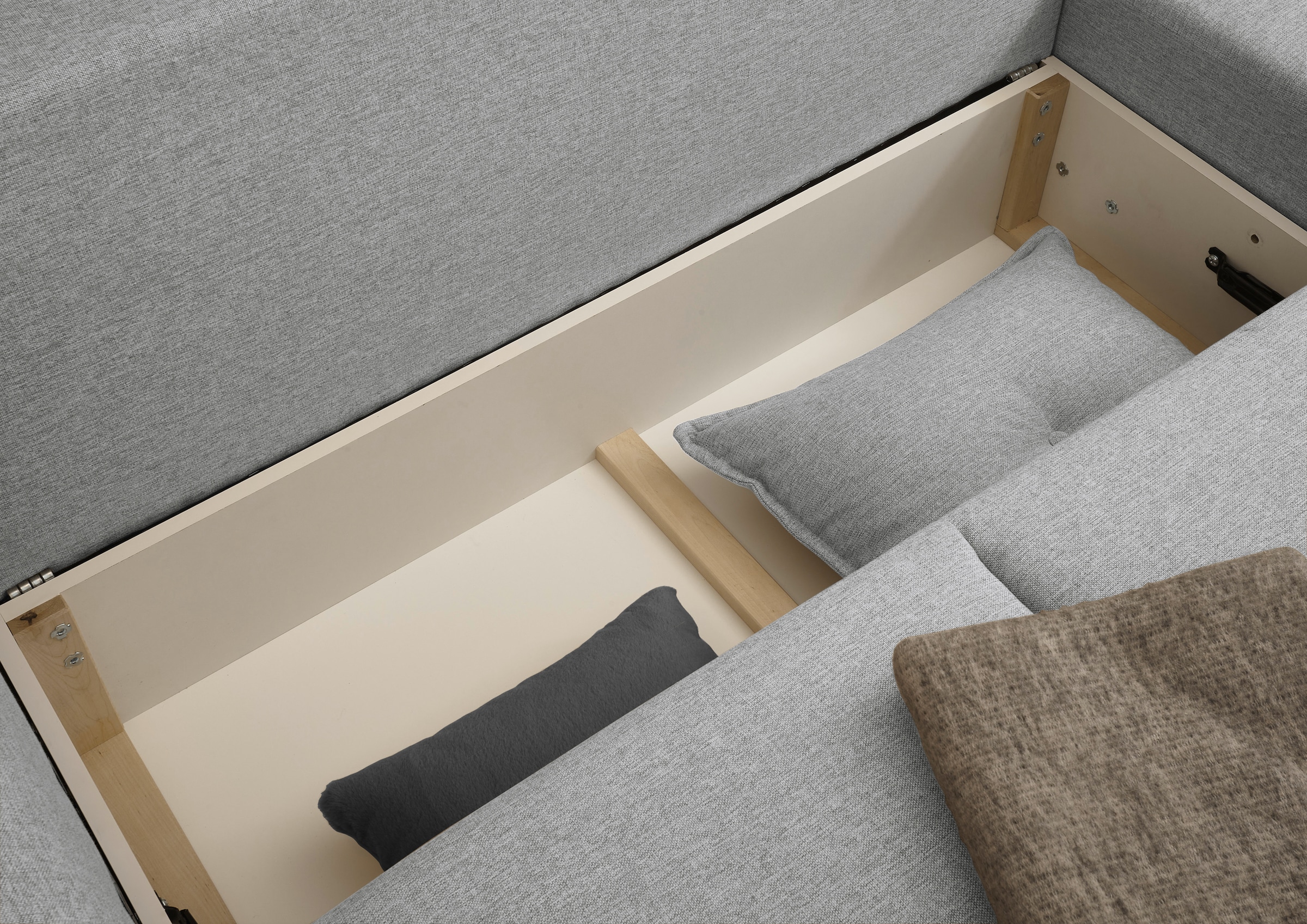 ED EXCITING DESIGN Ecksofa »Pamplona L-Form«, mit Bettfunktion, Bettkasten & Zierkissen