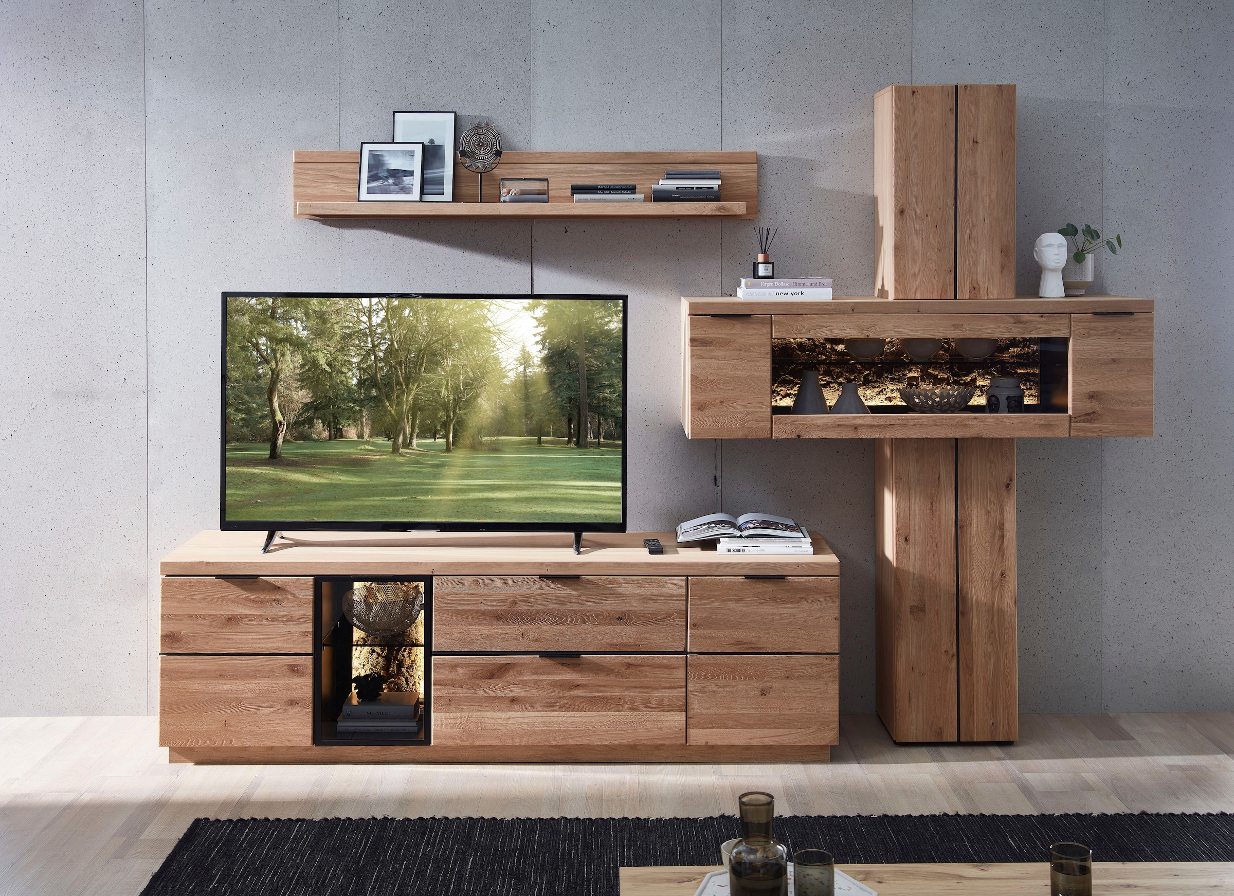 Innostyle Wohnwand "Donna Wohnwand, 303x203x50 (BxHxT) Echtkork Absetzung" günstig online kaufen