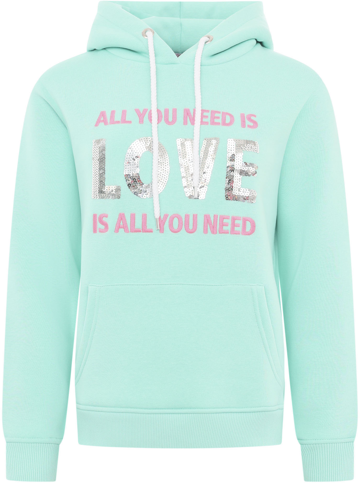 Thumbnail - Zwillingsherz Hoodie ""Love is all you need ZH"" Pailettenherzen am Rücken