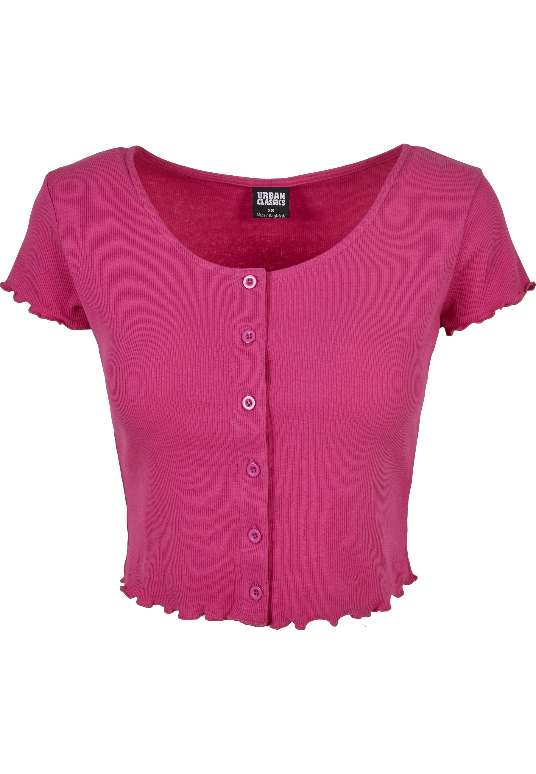URBAN CLASSICS Kurzarmshirt »Urban Classics Damen Ladies Cropped Button Up Rib Tee« 1