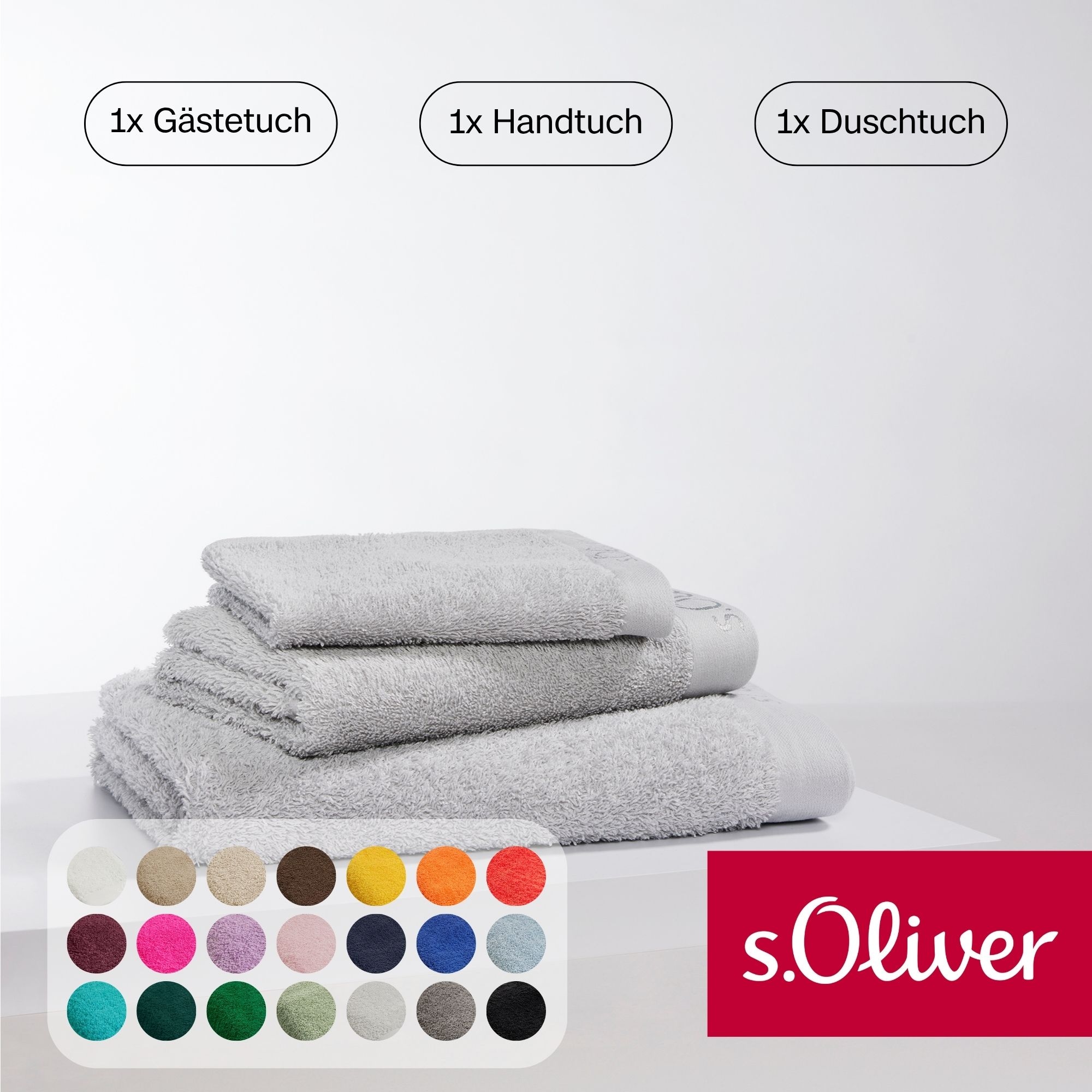 s.Oliver Handtuch Set "s.Oliver, Premium Qualität, 600 gr/m²," Set 3 Stk. Walkfrottier 1 Gästetuch 30x50 cm, 1 Handtuch 50x100 cm, 1 Duschtuch 70x140 cm