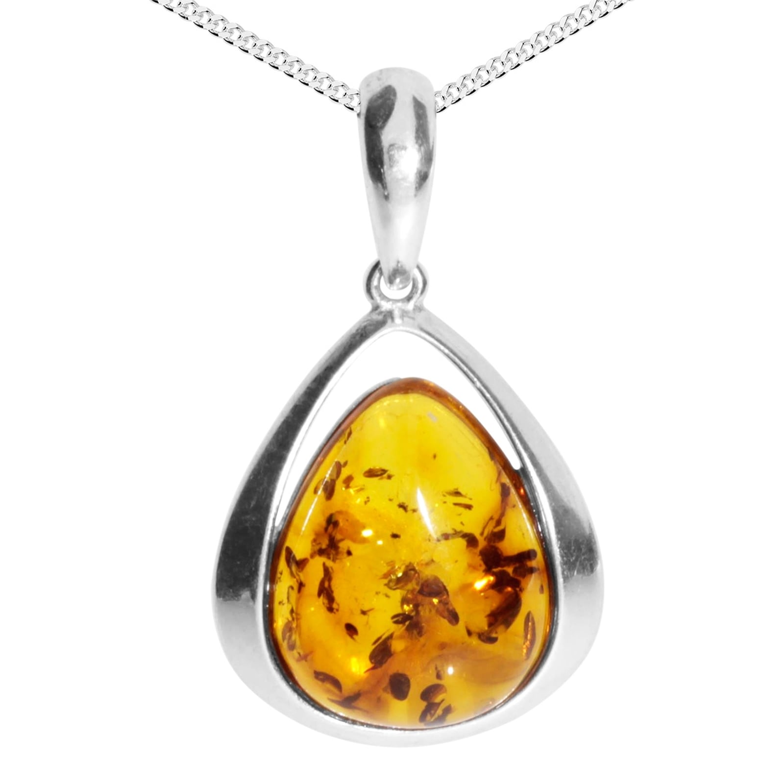 Kette mit Anhänger OSTSEE-SCHMUCK "- Angelina - Silber 925/000 - Bernstein" Gr. 45, silber (silber 925, silberfarben, weiß), Schmuck_Sets, Damen, 45, Silber 925 (Sterlingsilber)