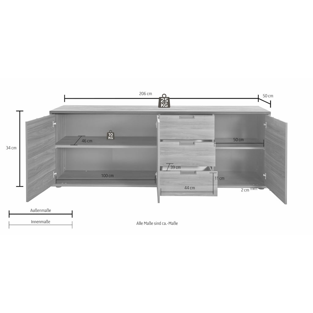 INOSIGN Sideboard »Palma«, Breite 206 cm