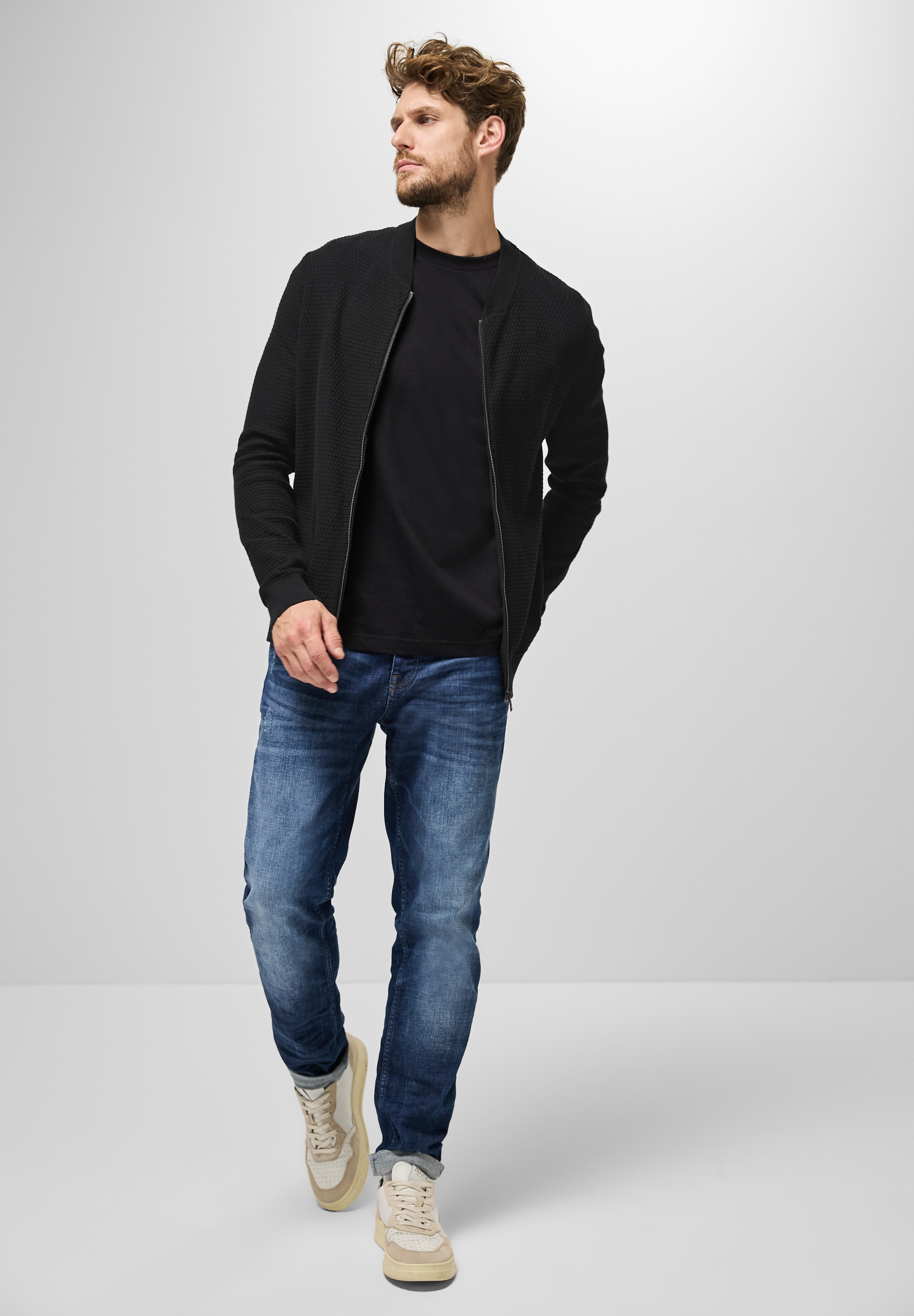 STREET ONE MEN Strickjacke, aus reiner Baumwolle